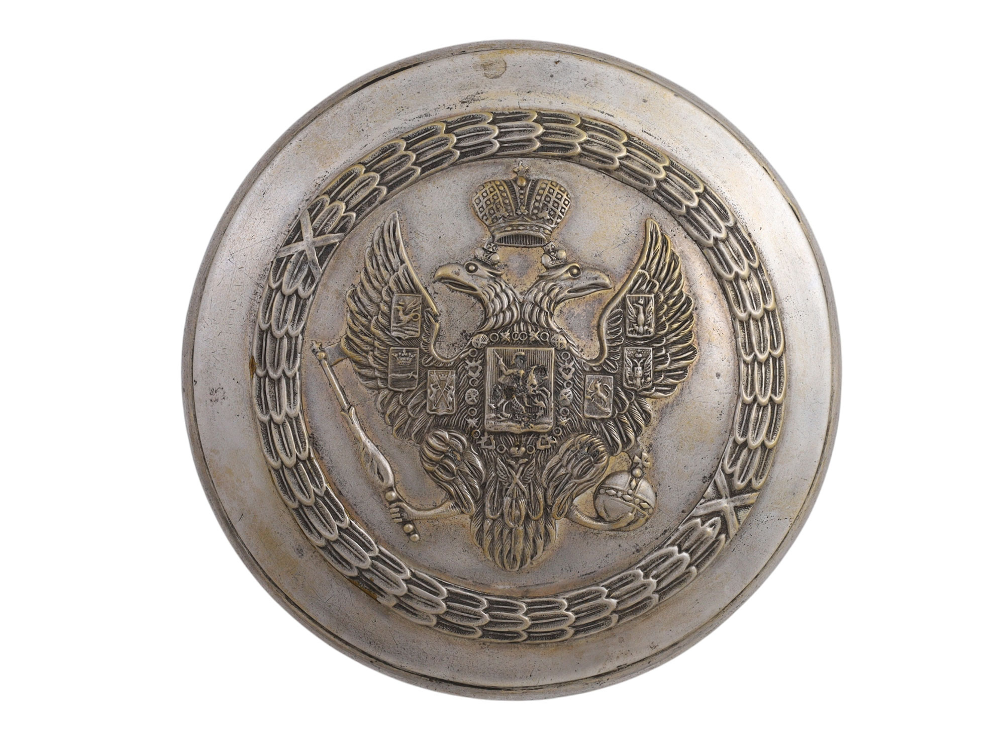 A RUSSIAN SILVER-PLATED GILT INTERIOR SEAL CASE