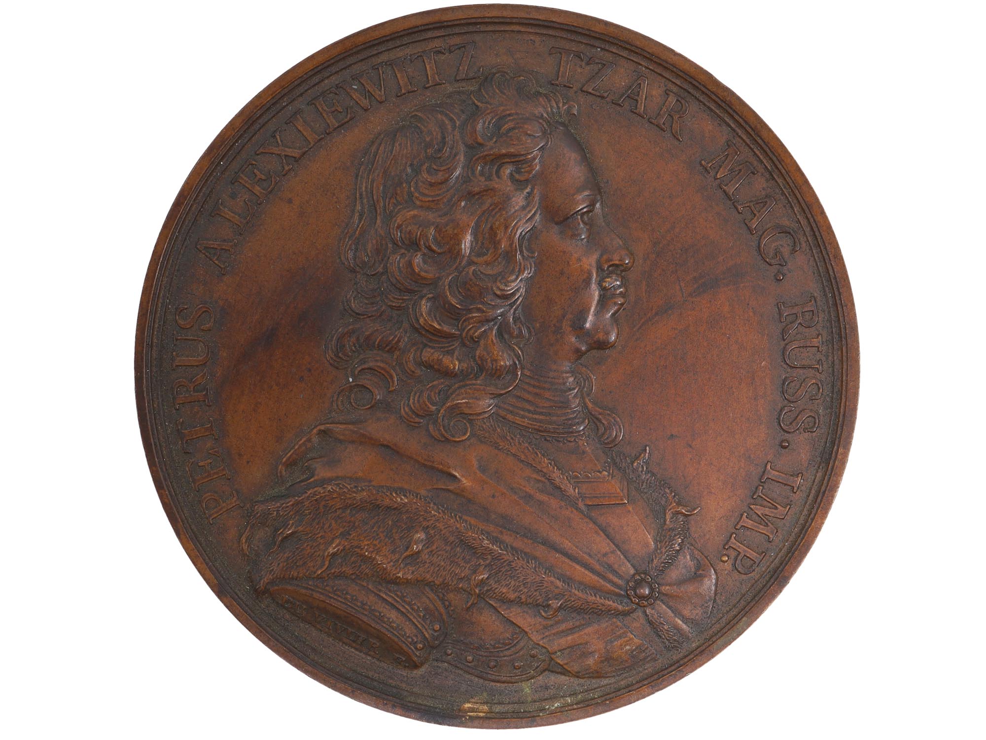 A FRENCH-RUSSIAN BRONZE ST. PETERSBURG 250TH ANNIVERSARY MEDAL