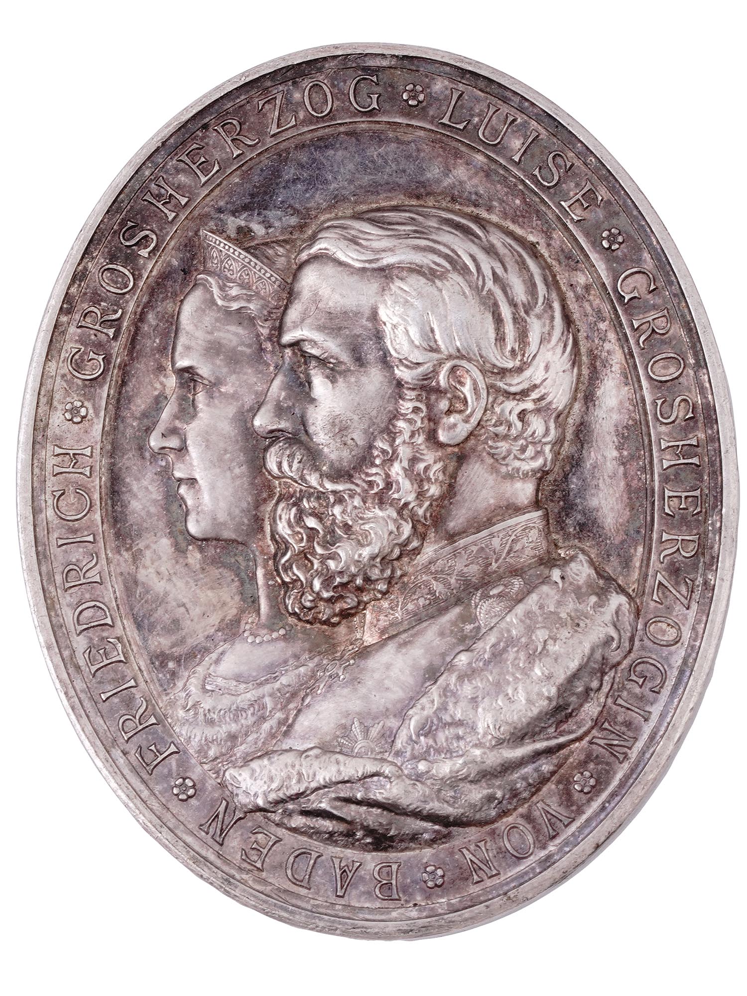 A BADEN GRAND DUKE 25TH WEDDING ANNIVERSARY SILVER MEDAL, CASED