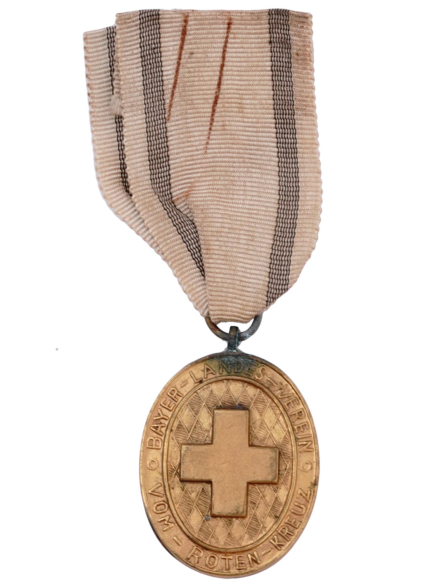 A WW1 BAVARIAN RED CROSS WAR MERIT MEDAL W/ ORIGINAL RIBBON