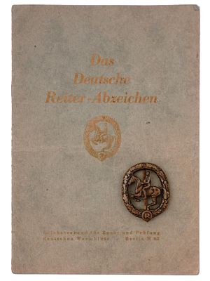 A GERMAN EQUESTRIAN BADGE IN BRONZE WITH CERTIFICATE. A fine example of a German Equestrian 