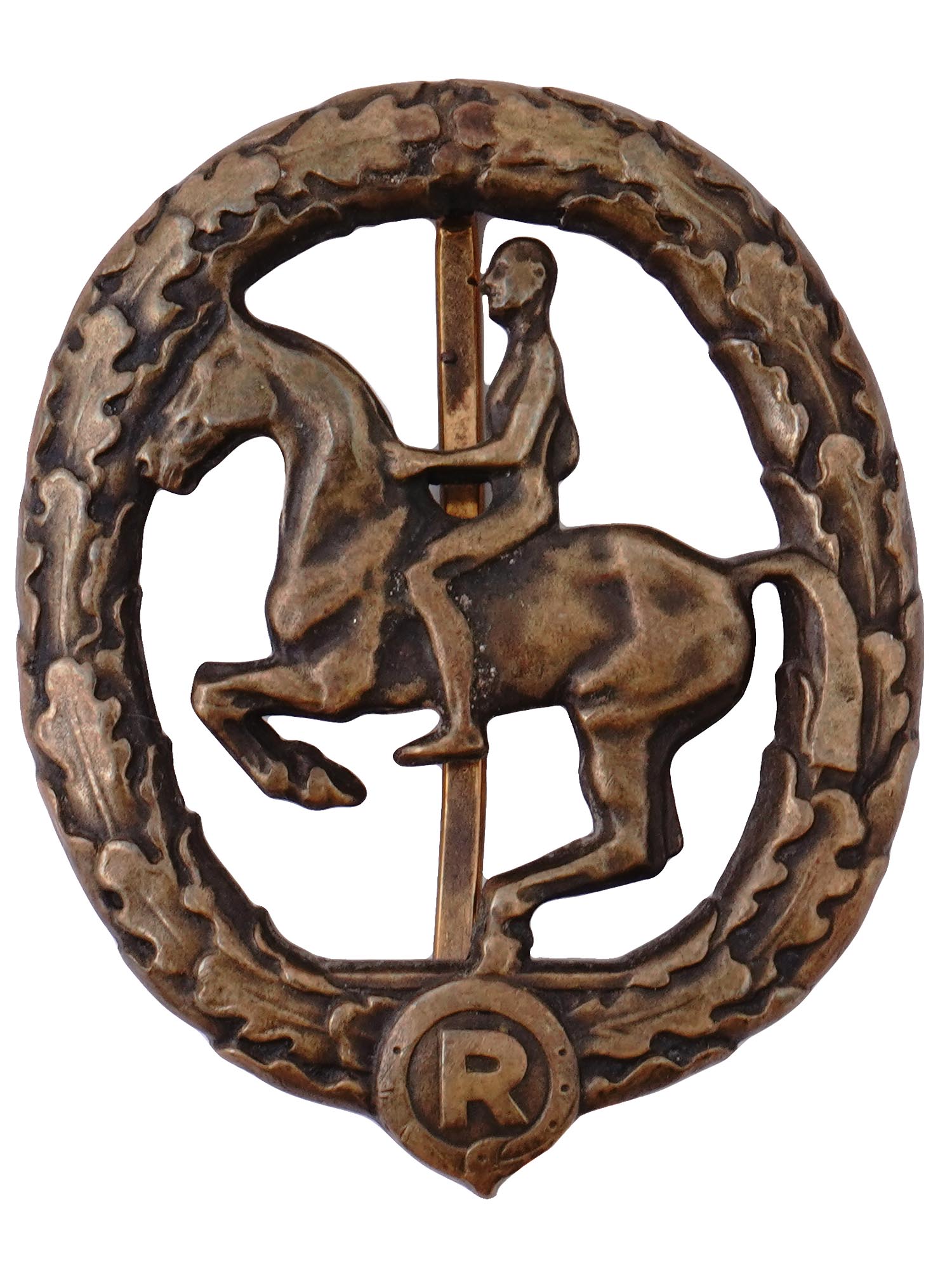 A GERMAN EQUESTRIAN BADGE IN BRONZE WITH CERTIFICATE