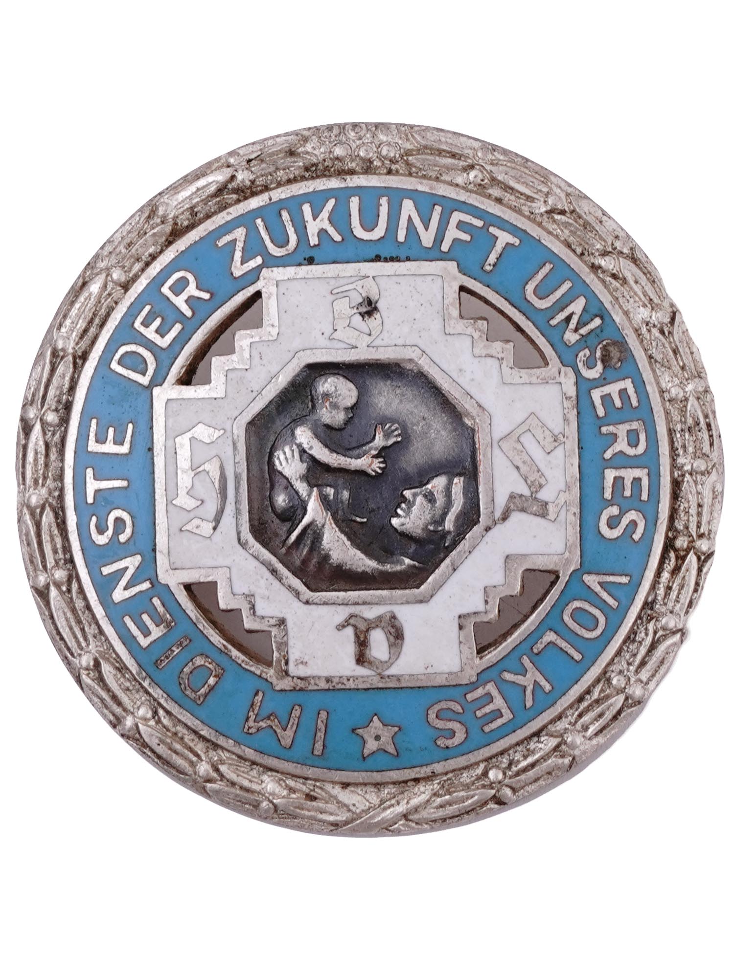 A GERMAN ENAMELED MIDWIFE BROOCH PIN BACK CONSTRUCTION