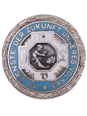 A GERMAN ENAMELED MIDWIFE BROOCH PIN BACK CONSTRUCTION. German enameled Midwife badge back 