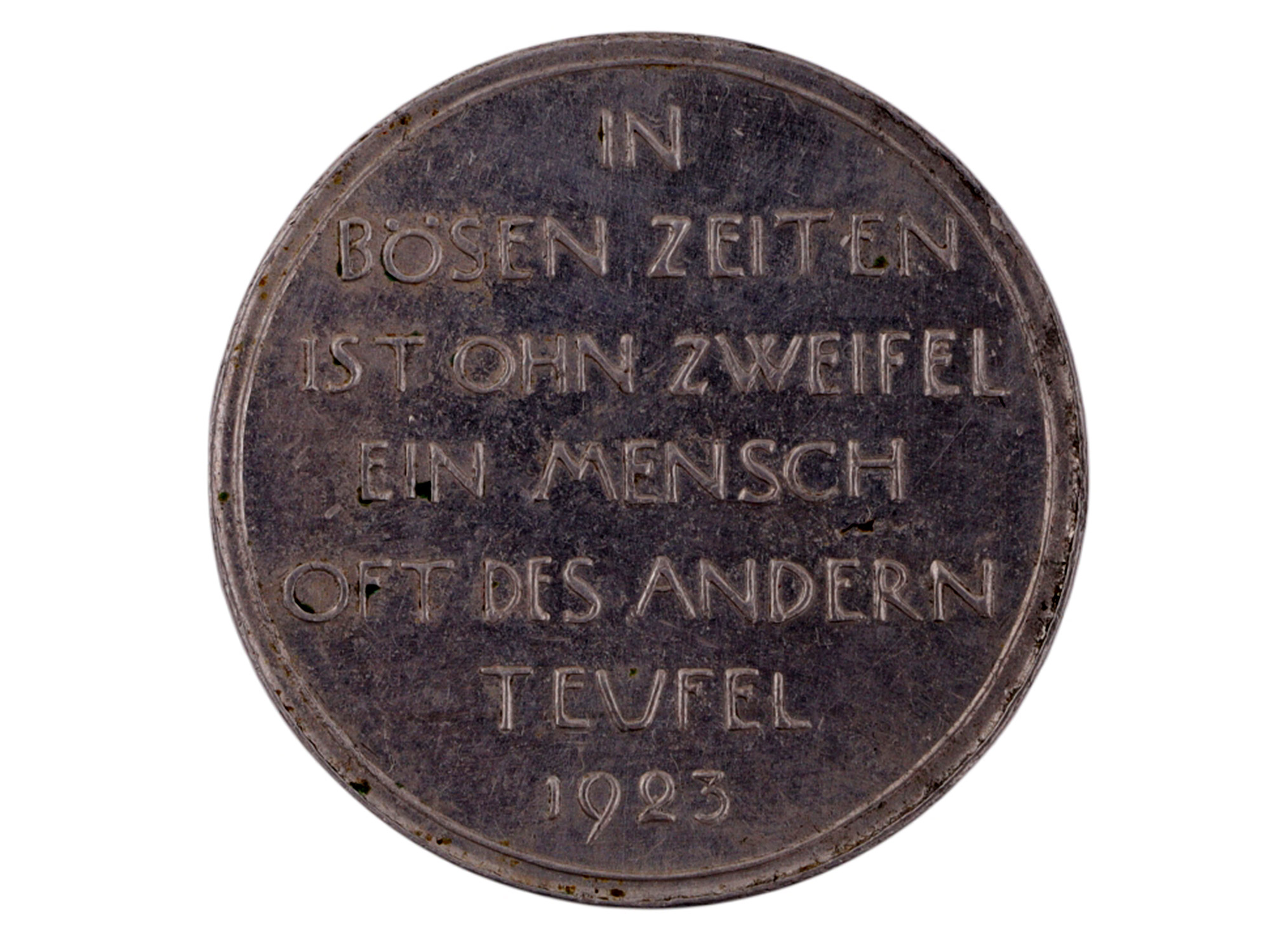 A GERMAN INFLATION CRISIS SATIRICAL MEDAL "WUCHERER", BY FRIEDRICH WILHELM HÖRNLEIN, 1923