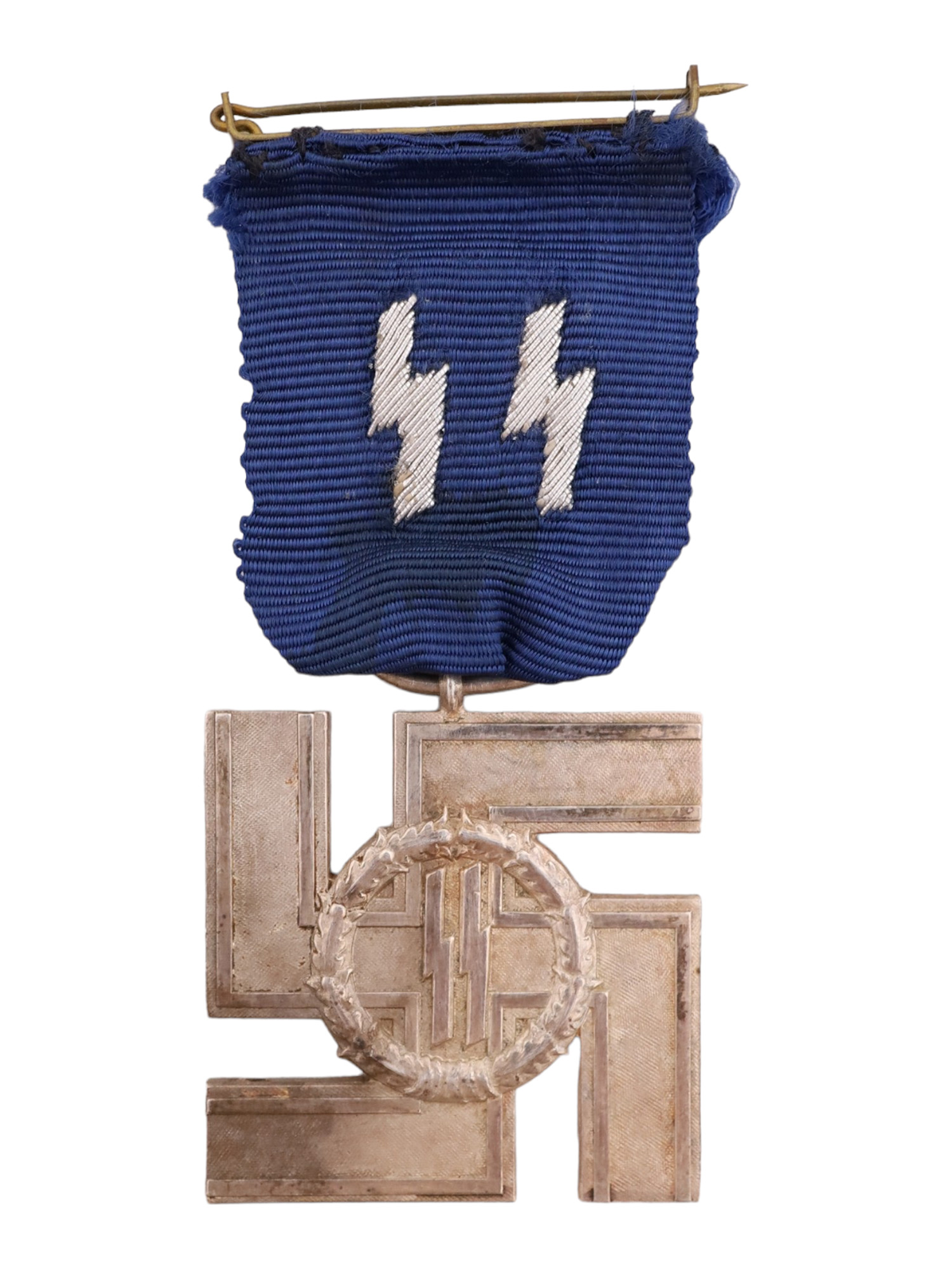 A GERMAN 12-YEAR SS LONG SERVICE MEDAL WITH RIBBON WW2