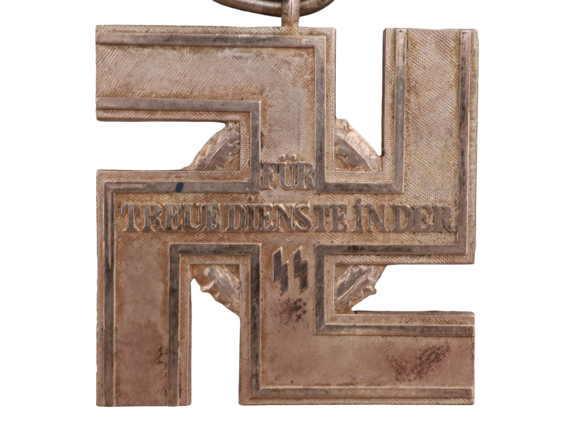 A GERMAN 12-YEAR SS LONG SERVICE MEDAL WITH RIBBON WW2