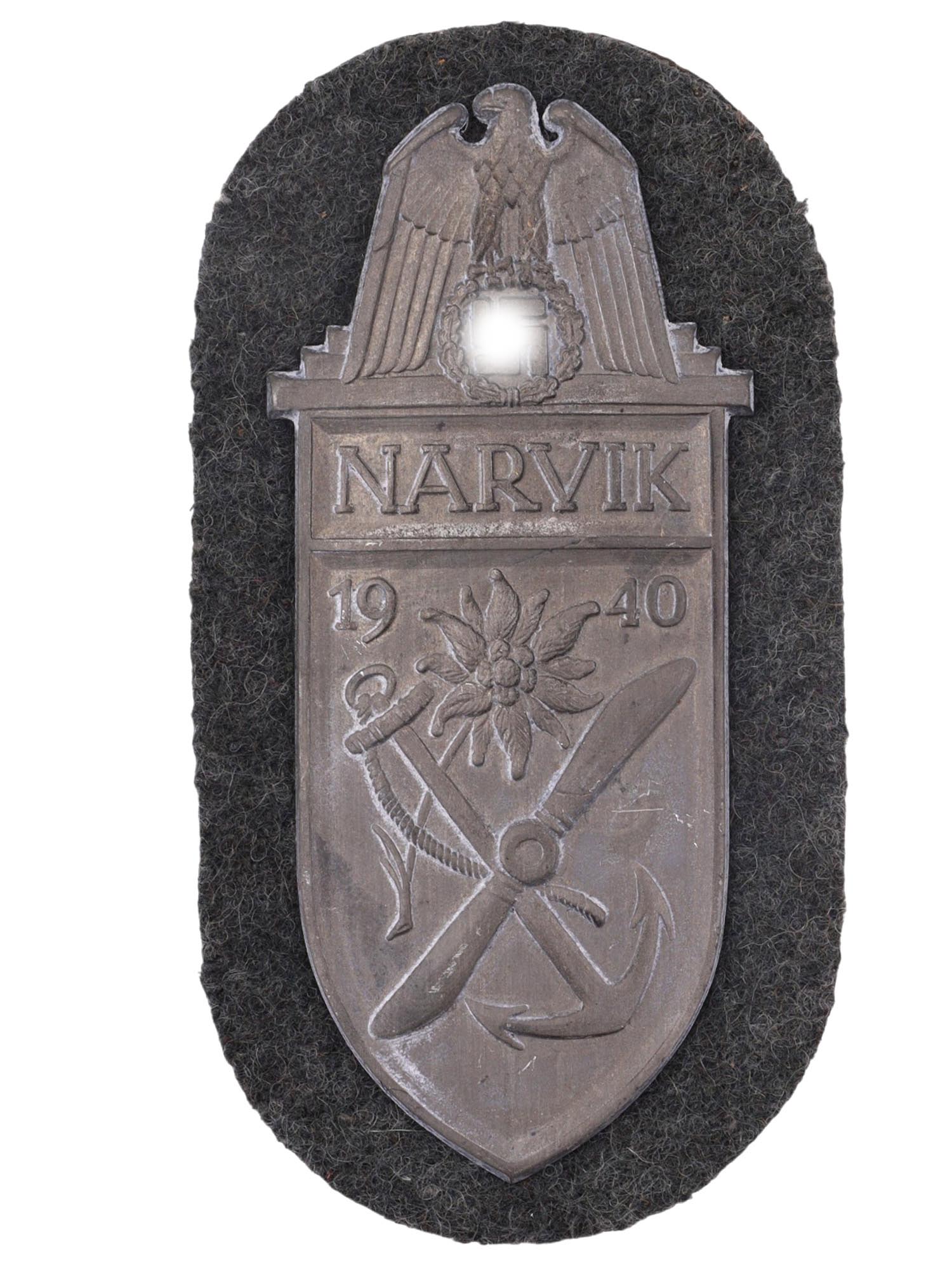 A GERMAN WWII NARVIK CAMPAIGN SHIELD, 1940