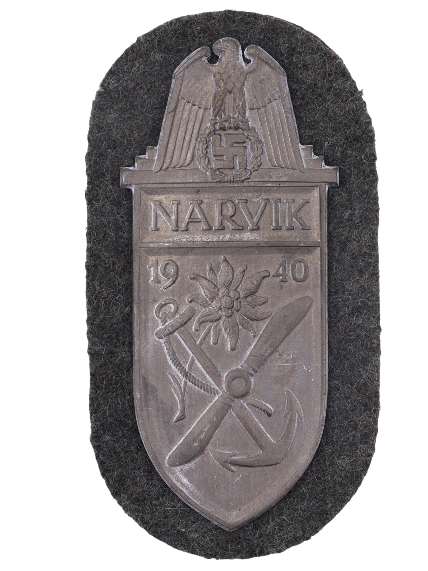 A GERMAN WWII NARVIK CAMPAIGN SHIELD, 1940