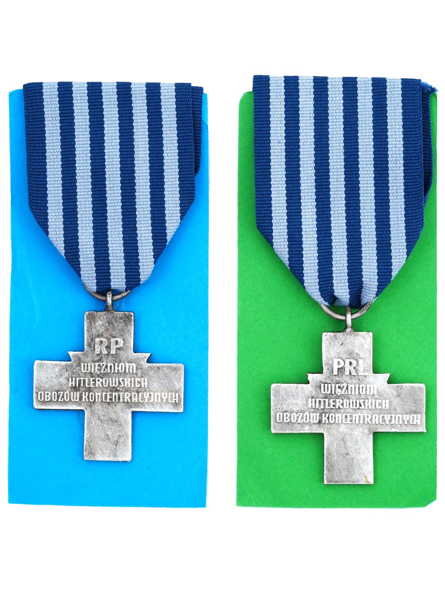 TWO WW2 POLISH AUSCHWITZ CROSS MEDALS FOR HOLOCAUST SURVIVORS, 1939-1945
