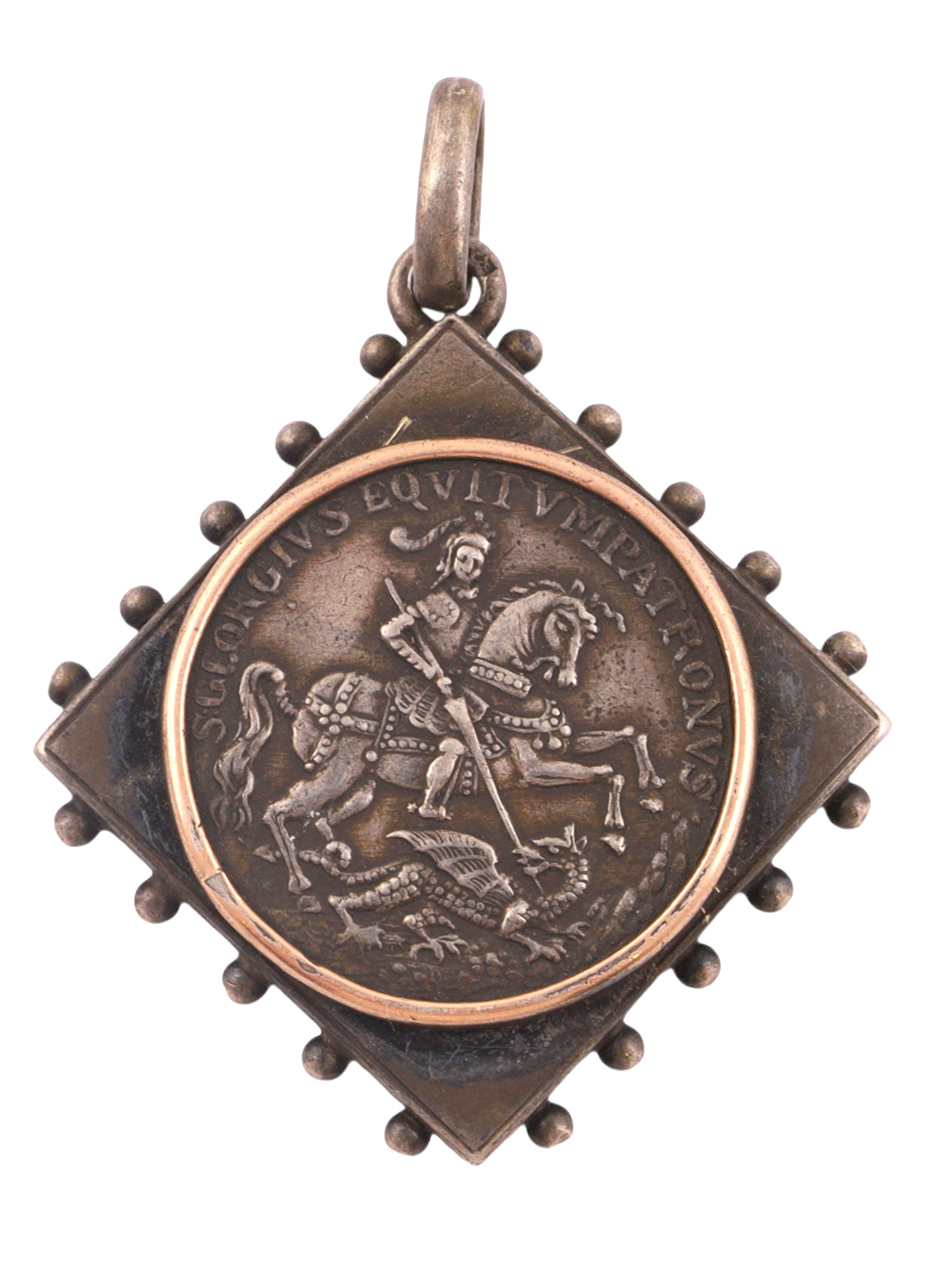 A SILVER SAINT GEORGE THE DRAGON-SLAYER SILVER DEVOTIONAL BADGE, EASTERN EUROPE, 19TH CENTURY