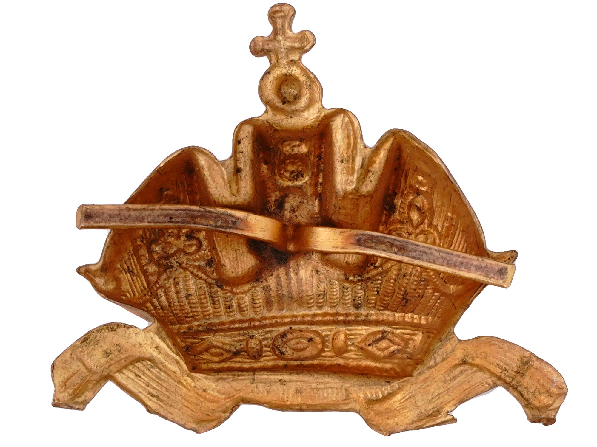 A GILT-BRONZE BADGE OF THE AUSTRIAN CROWN WITH PINBACK