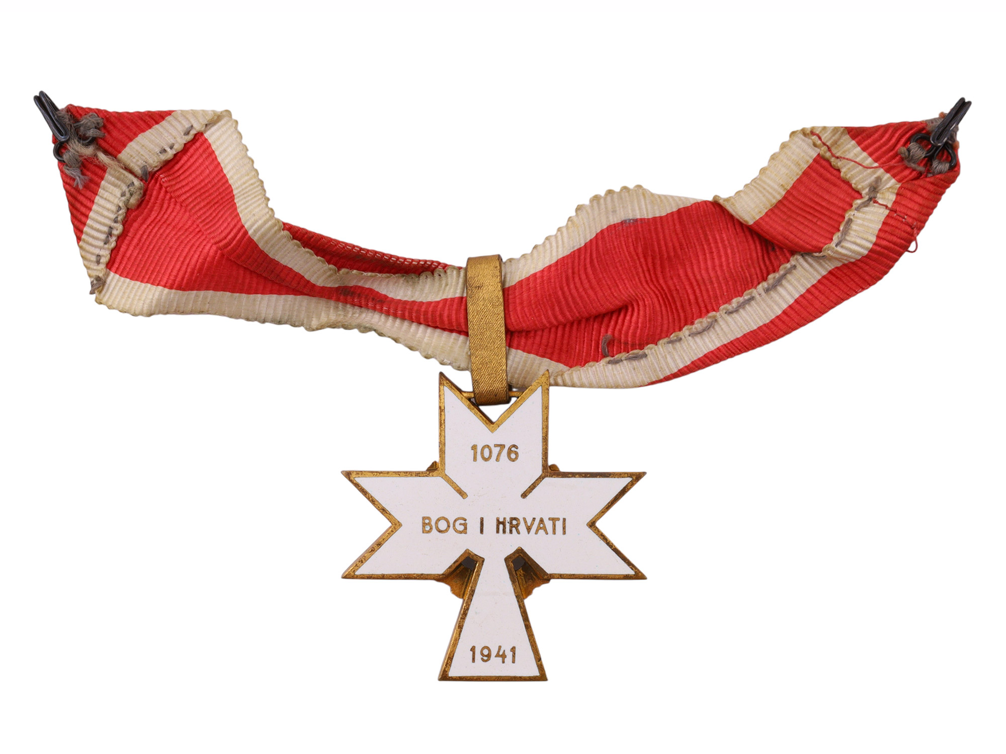 AN ORDER OF THE CROWN OF KING ZVONIMIR, COMMANDER GRADE NECK BADGE, INDEPENDENT STATE OF CROATIA (NDH), 1941–1945