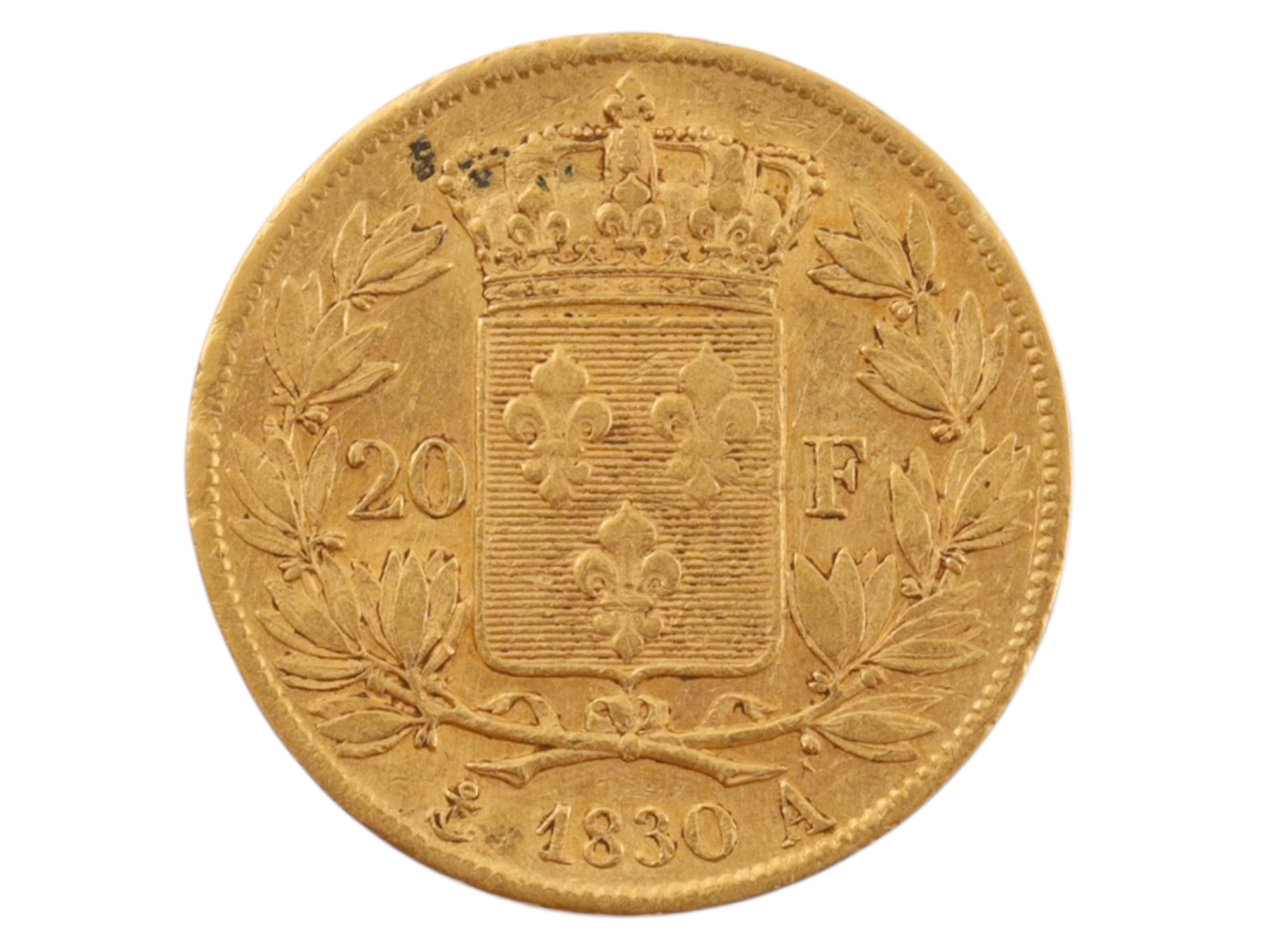 AN 1830 20 FRANCS CHARLES X COIN, KINGDOM OF FRANCE