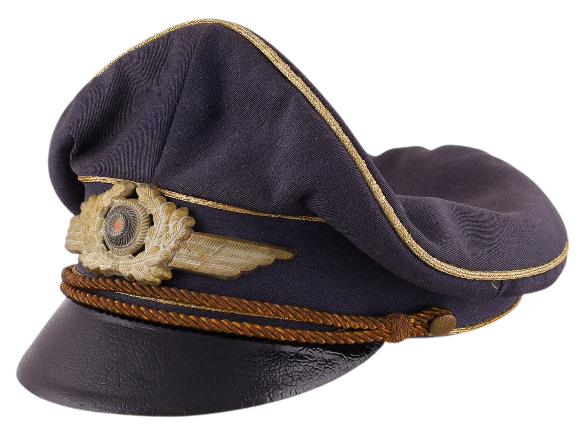 A LUFTWAFFE OFFICER’S VISOR CAP (SCHIRMMÜTZE), WWII GERMANY, NAMED TO MICHAEL BÖRHEL