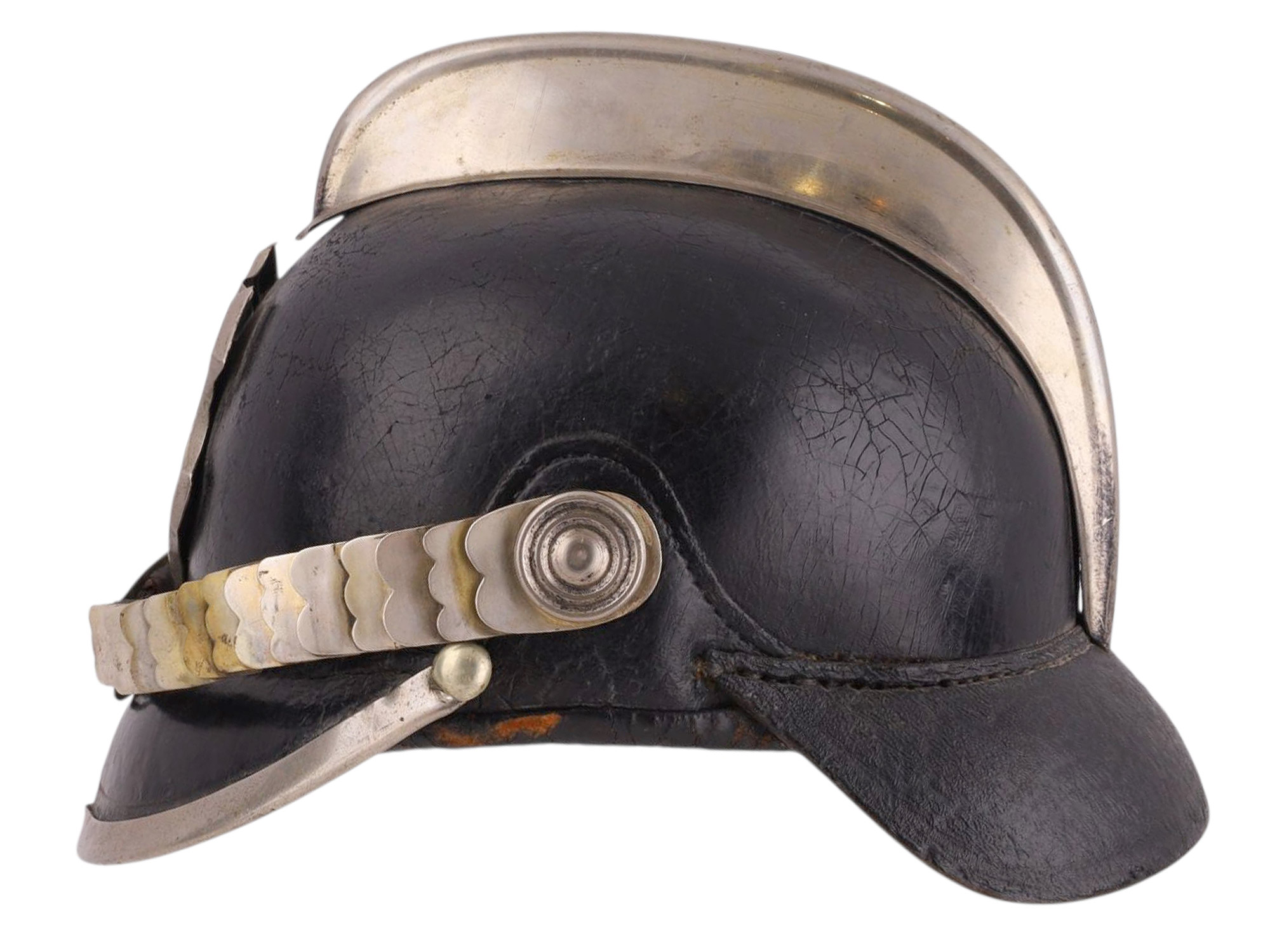 A GERMAN FIRE BRIGADE LEATHER HELMET (FEUERWEHR LEDERHELM), GERMANY, PRE-WORLD WAR II