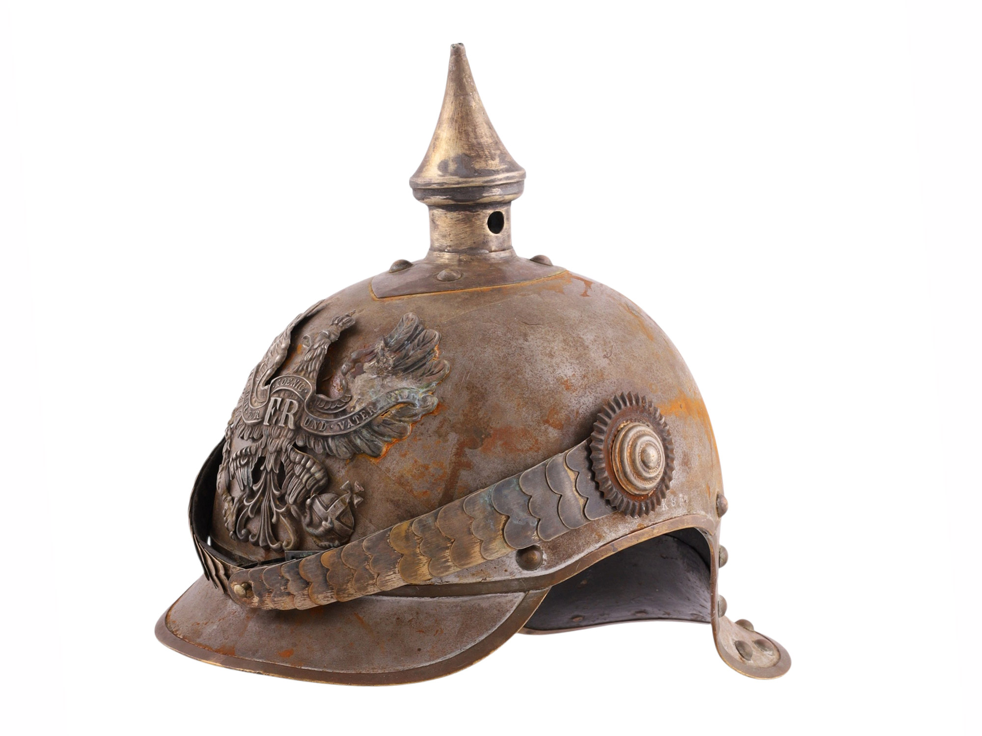 A PRUSSIAN CUIRASSIER HELMET, IMPERIAL GERMANY, REGIMENT MARKED K 82, CIRCA 1895–1914