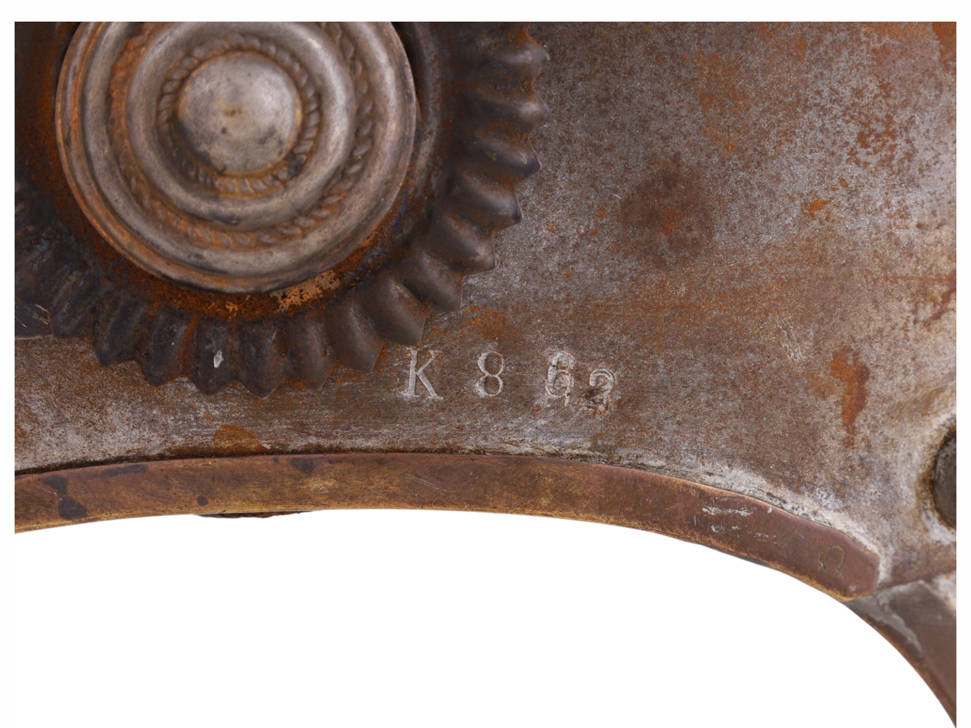 A PRUSSIAN CUIRASSIER HELMET, IMPERIAL GERMANY, REGIMENT MARKED K 82, CIRCA 1895–1914
