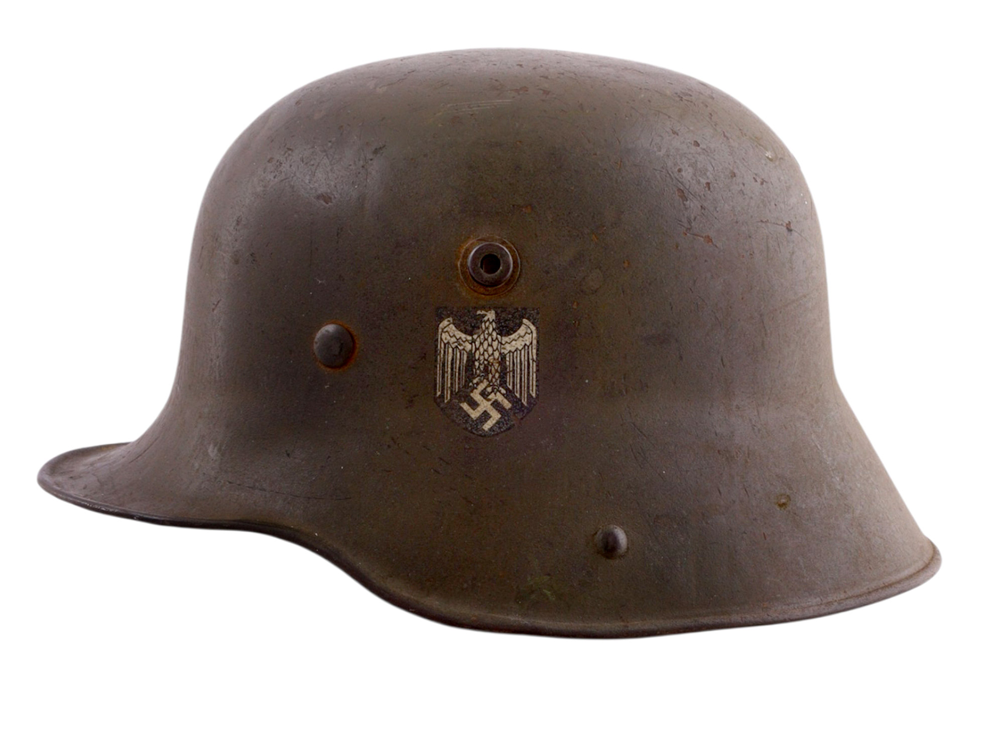 A GERMAN M35 WEHRMACHT STEEL HELMET WITH HEER DECALS, WORLD WAR II
