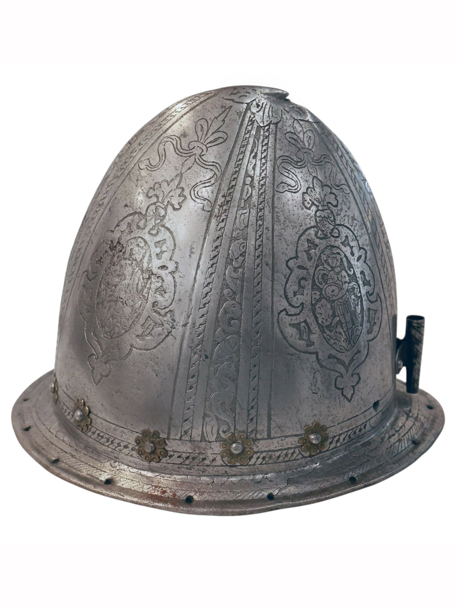 A FINELY ENGRAVED EUROPEAN CABASSET HELMET, MILAN, ITALY, 16TH CENTURY