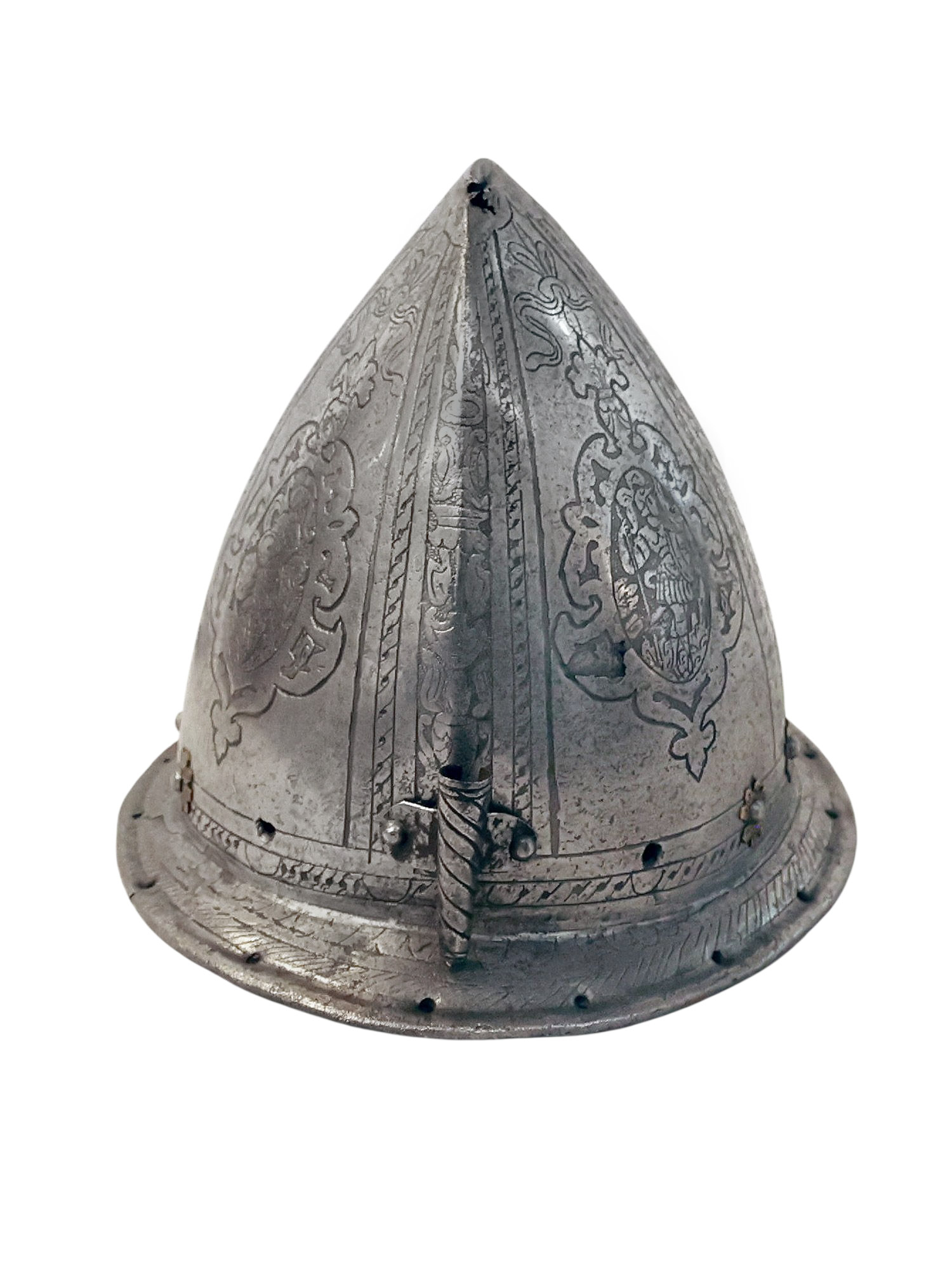 A FINELY ENGRAVED EUROPEAN CABASSET HELMET, MILAN, ITALY, 16TH CENTURY