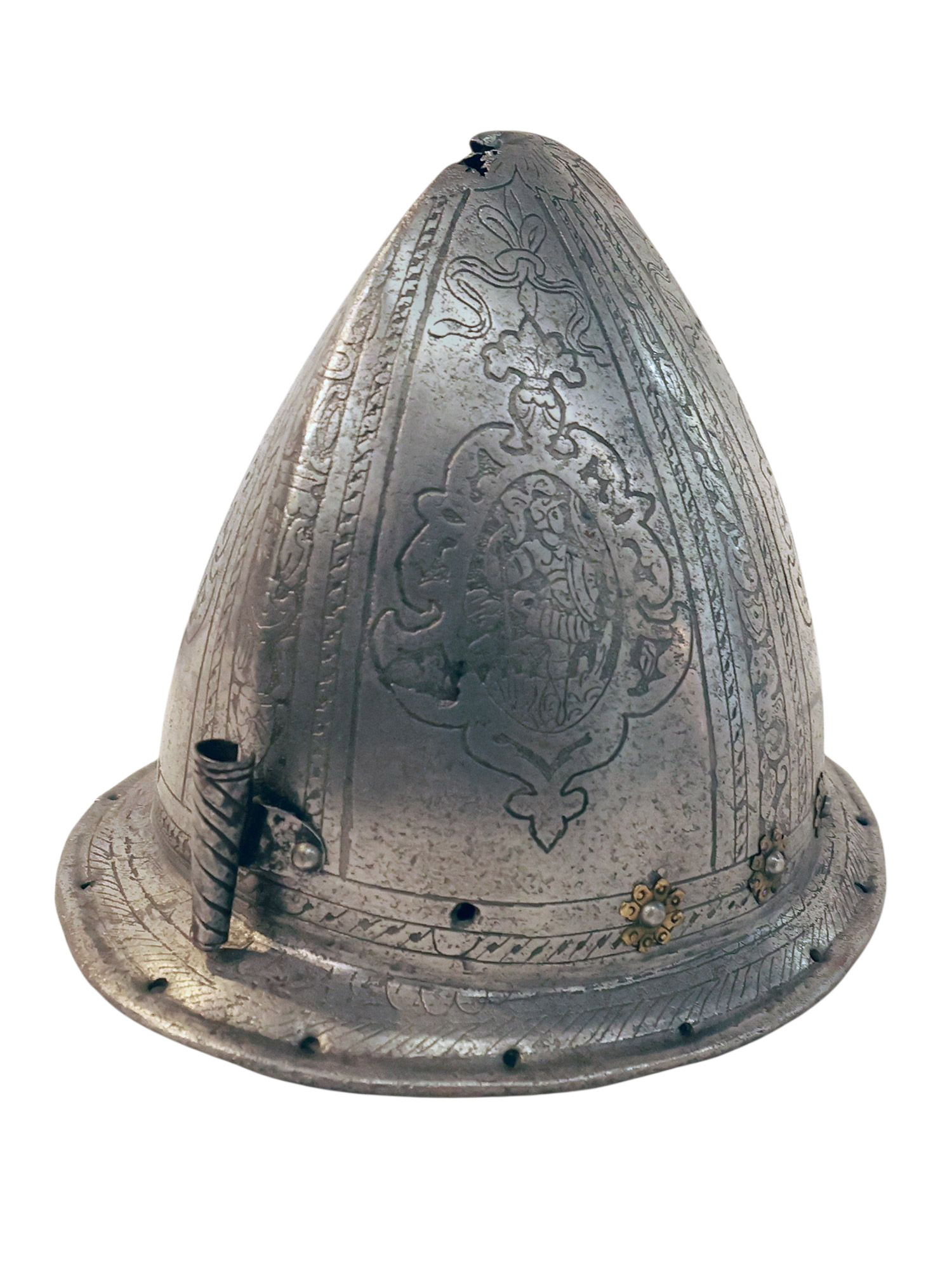 A FINELY ENGRAVED EUROPEAN CABASSET HELMET, MILAN, ITALY, 16TH CENTURY