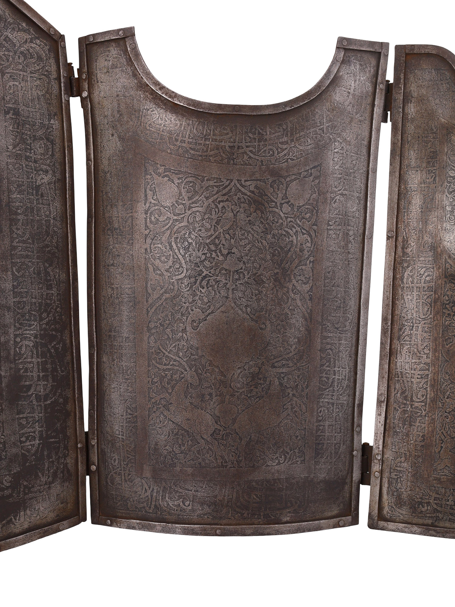 A FIVE-PIECE SET OF CHAHAR-AINA ARMOR, QAJAR IRAN, 19TH CEN.