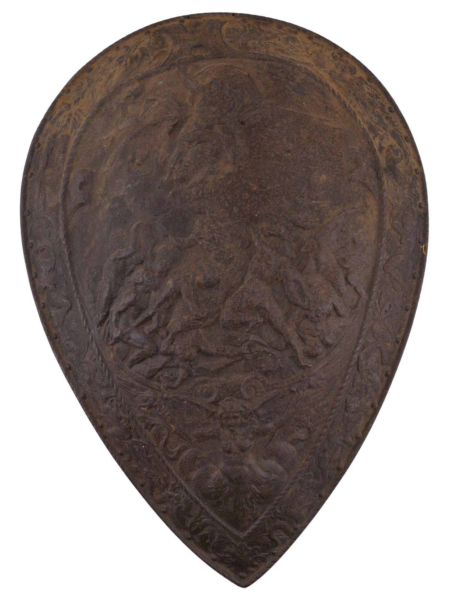 A RENAISSANCE-STYLE HENRY II CAST-BRONZE SHIELD, 19TH CENTURY