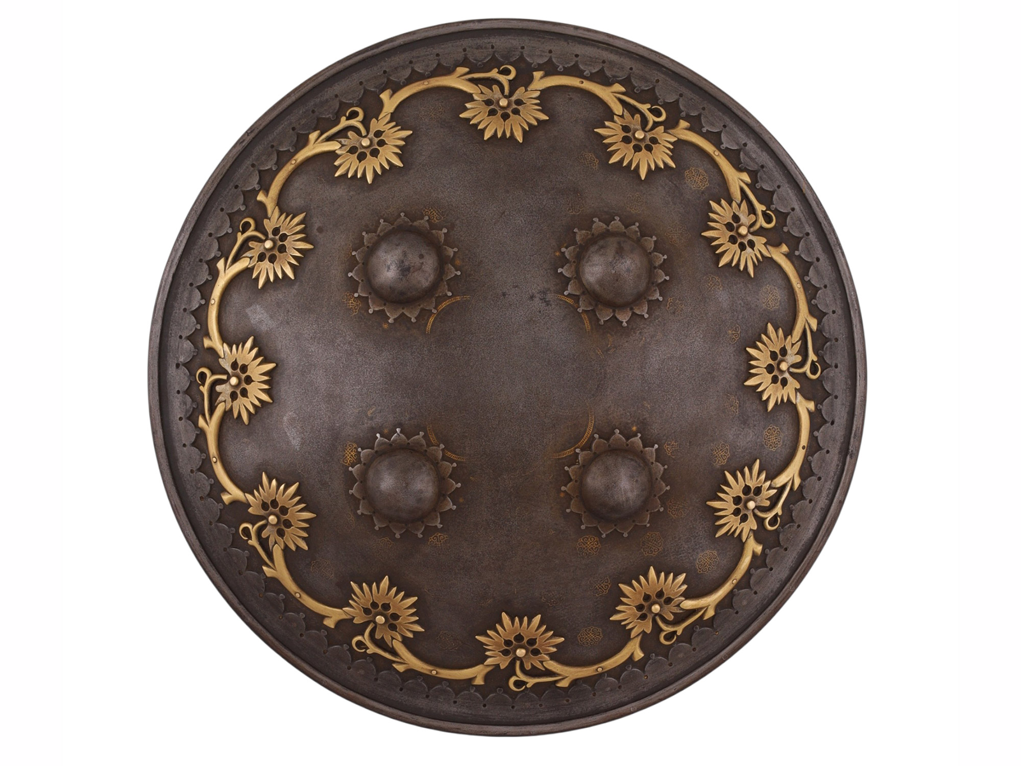 AN INDO-PERSIAN DHAL SHIELD WITH GOLD INLAY, 19TH CENTURY