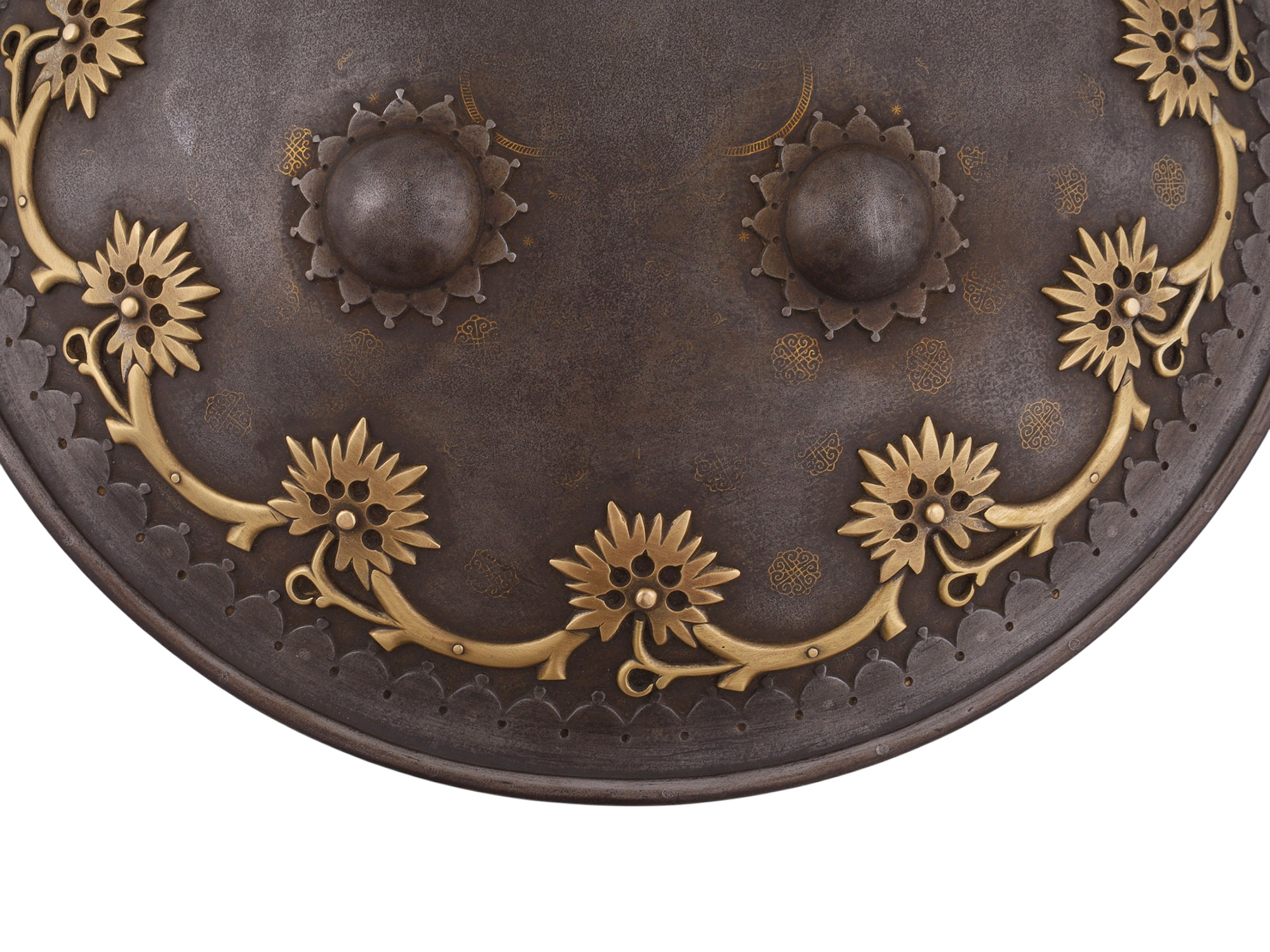 AN INDO-PERSIAN DHAL SHIELD WITH GOLD INLAY, 19TH CENTURY