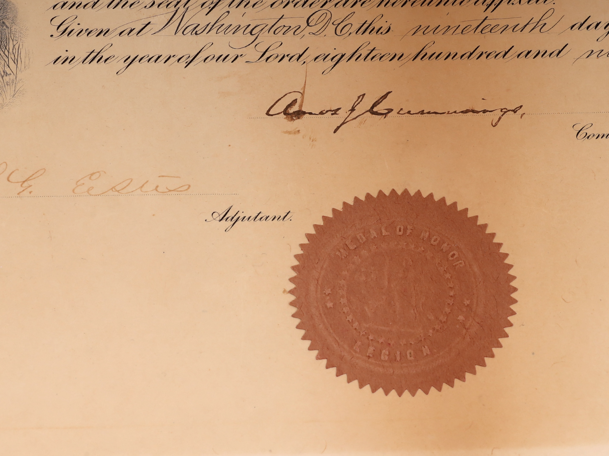 AN AMERICAN PAUL H. WEINERT MEDAL OF HONOR CERTIFICATE 1898