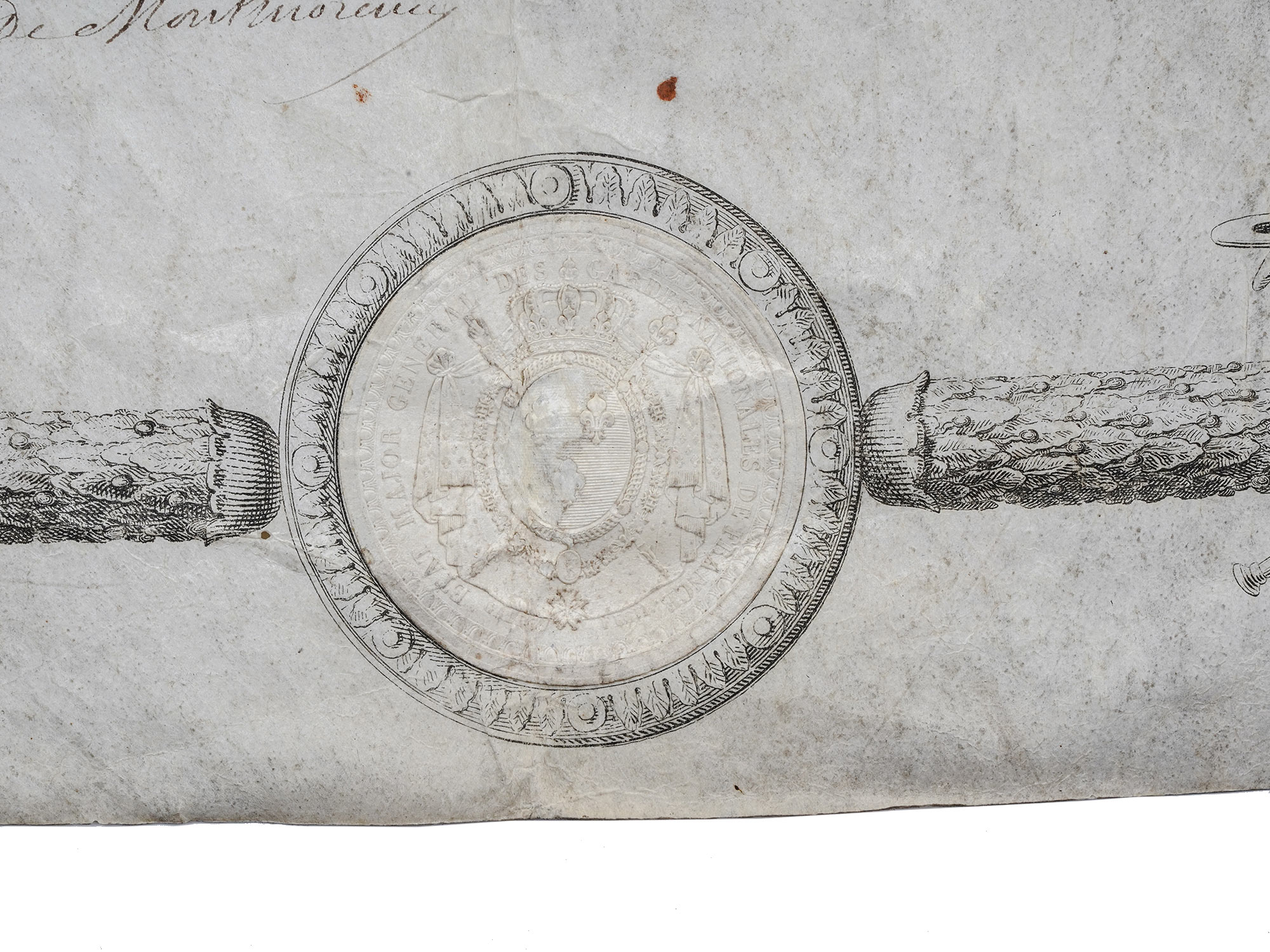 AN 1814 BOURBON RESTORATION AWARD CITATION, REIGN OF LOUIS XVIII