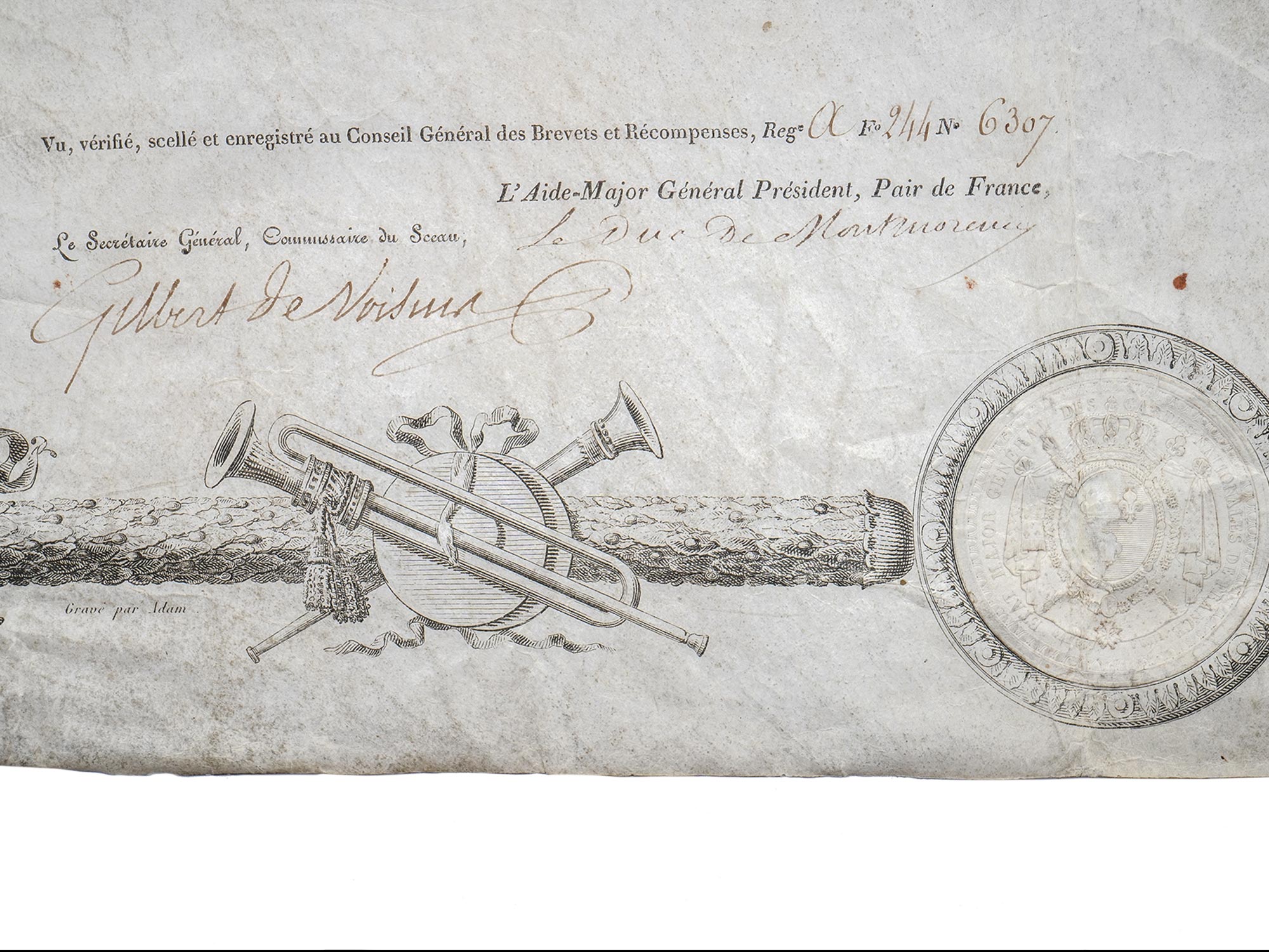 AN 1814 BOURBON RESTORATION AWARD CITATION, REIGN OF LOUIS XVIII