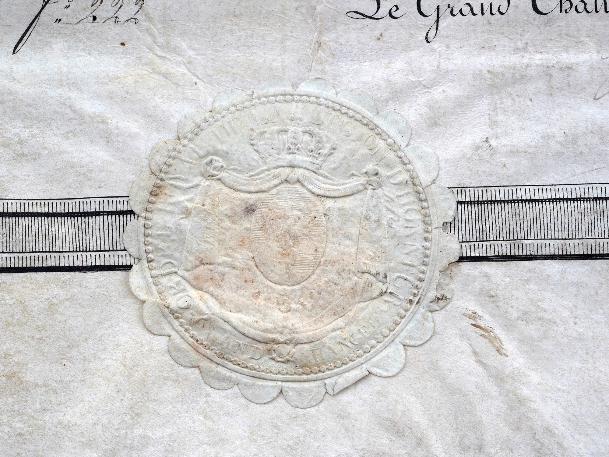 AN 1819 FRENCH LEGION OF HONOR CITATION, REIGN OF LOUIS XVIII