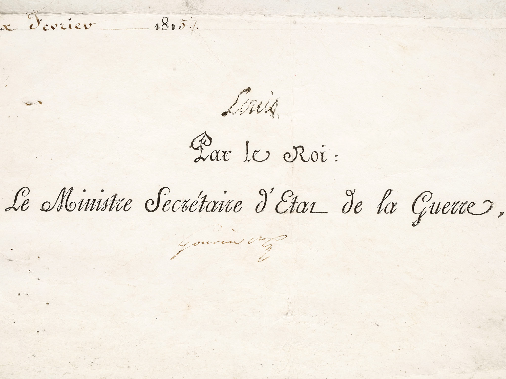 AN 1815 BOURBON RESTORATION DOCUMENT, REIGN OF LOUIS XVIII