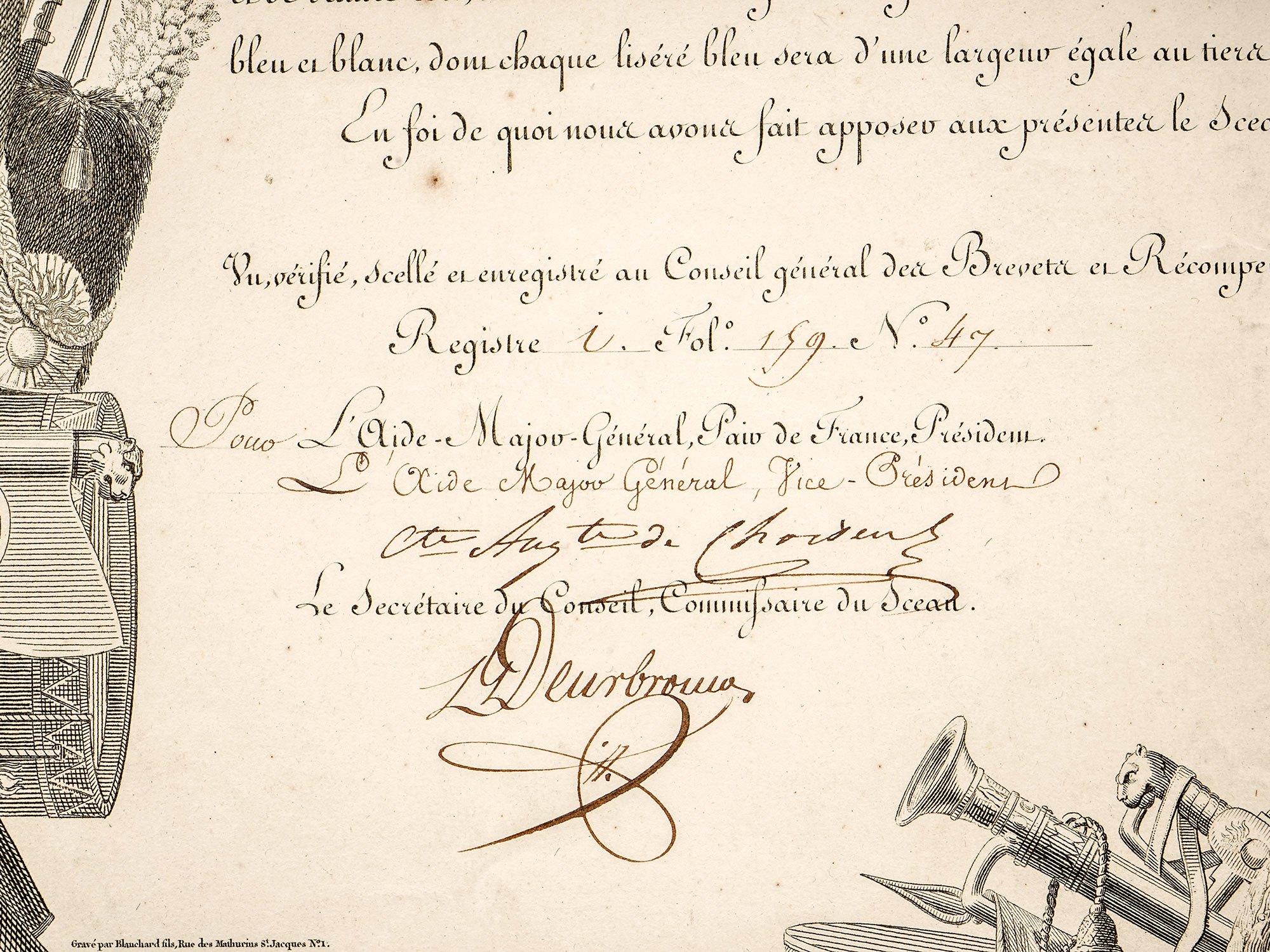 AN 1817 FRENCH AWARD CITATION, REIGN OF LOUIS XVIII
