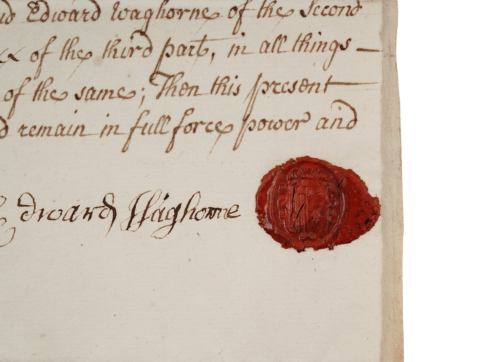 1742 ENGLISH HANDWRITTEN BOND WITH RED WAX SEAL AND TAX STAMPS