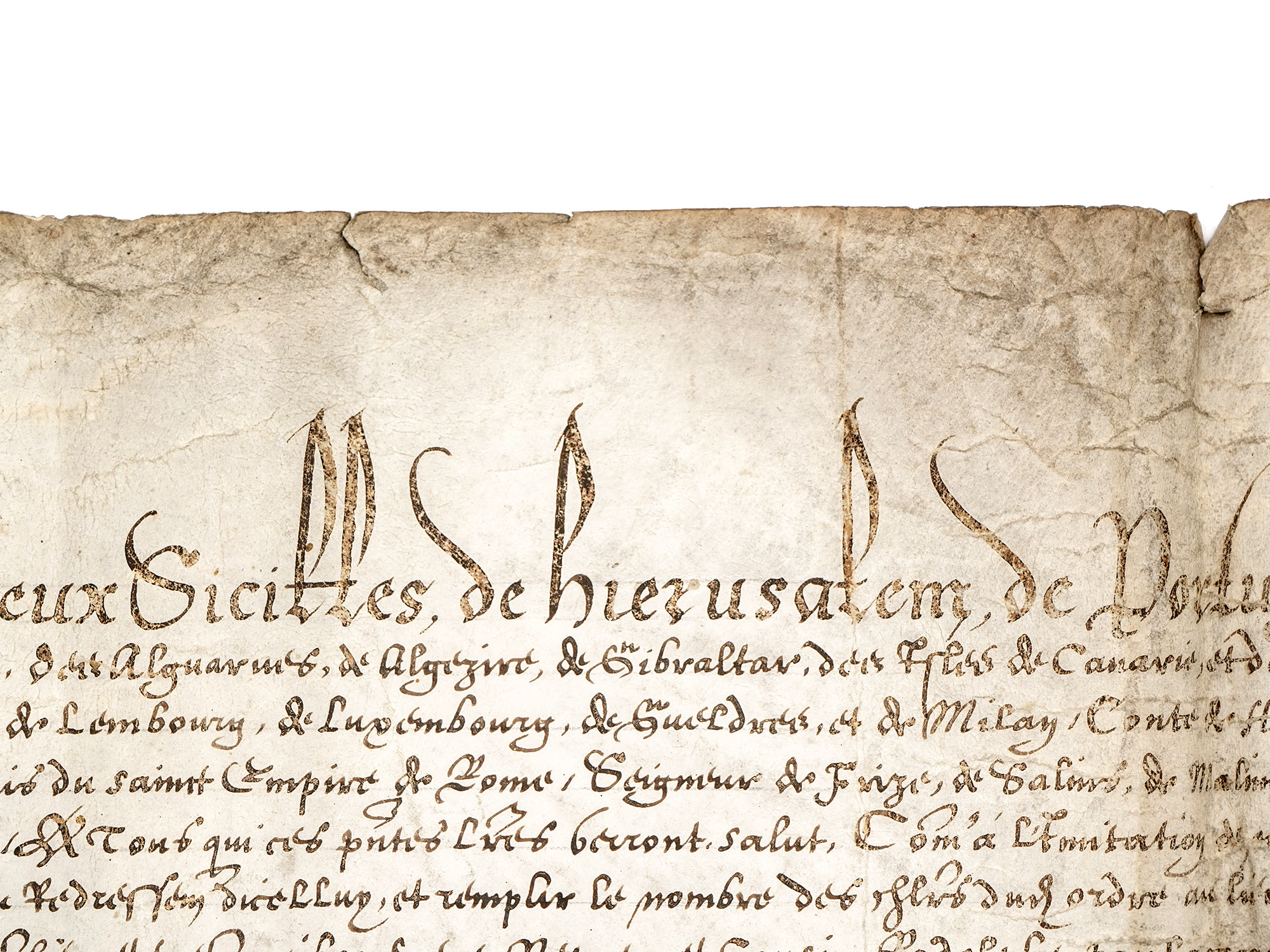 A RARE 1585 PHILLIP II OF SPAIN VELLUM DOCUMENT