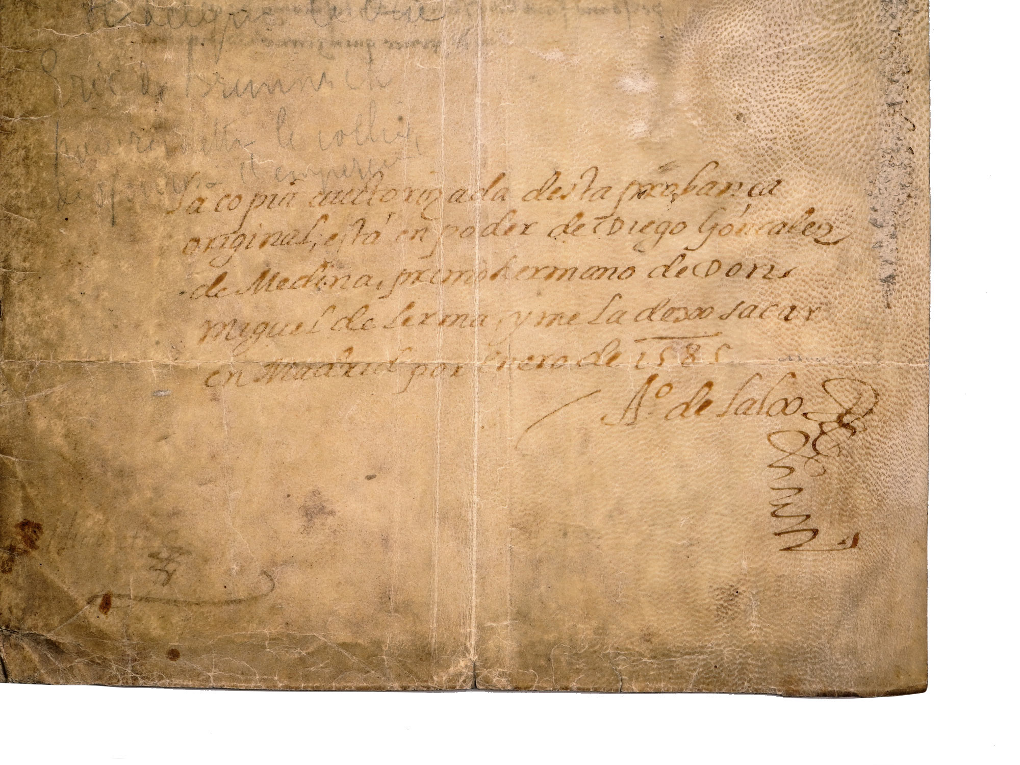 A RARE 1585 PHILLIP II OF SPAIN VELLUM DOCUMENT