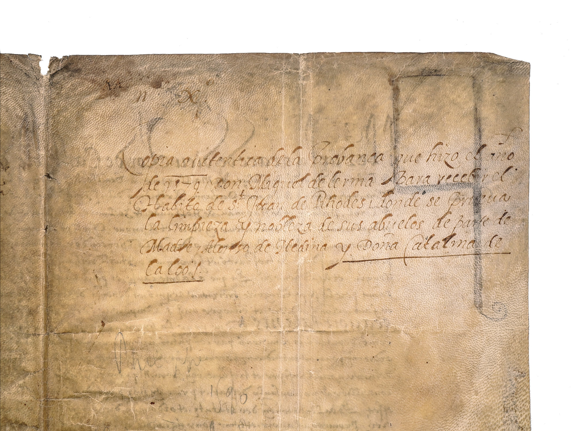 A RARE 1585 PHILLIP II OF SPAIN VELLUM DOCUMENT