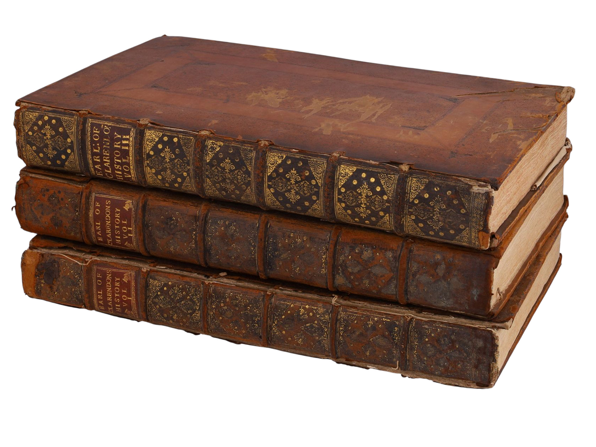 1ST EDITION THE HISTORY OF THE REBELLION, EDWARD HYDE EARL OF CLARENDON, 3 VOLS, 1702-1704, TREVELYAN PROVENANCE