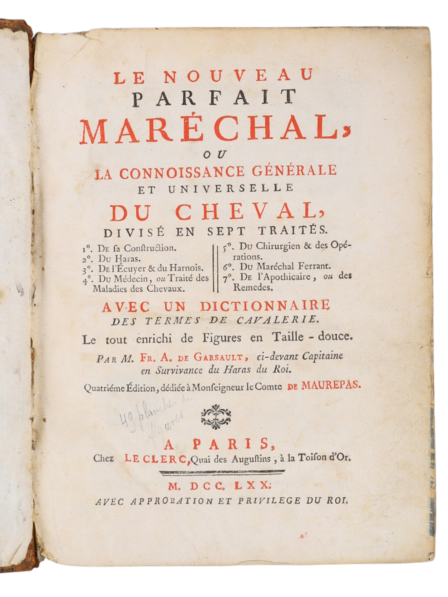 1770 LE NOUVEAU PARFAIT MARÉCHAL, GARSAULT (FRANCOIS ALEXANDRE PIERRE)
