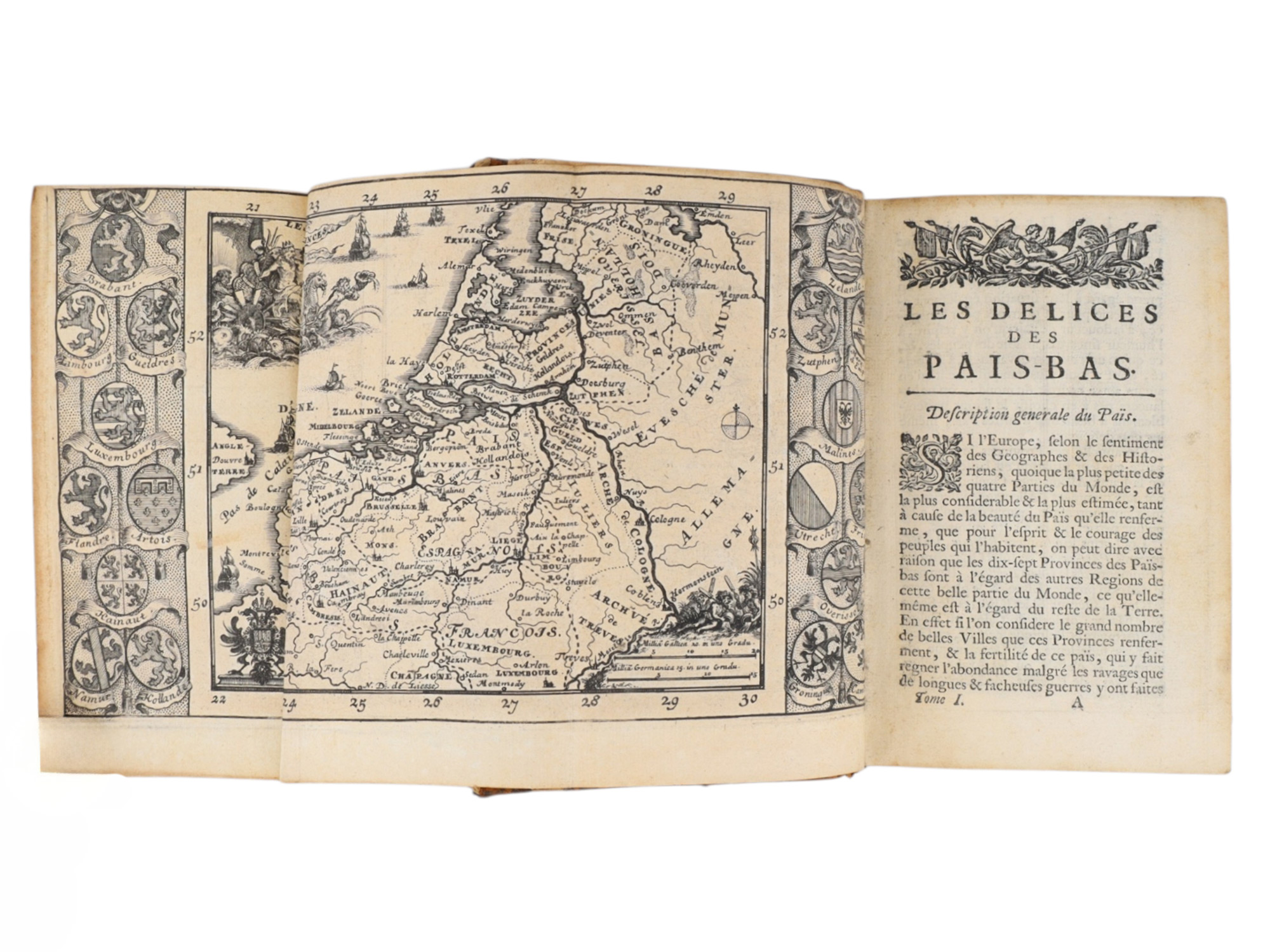 1720 HISTOIRE GÉNÉRALE DES PAIS-BAS, BELGIUM, NETHERLANDS, ILLUSTRATED, 4 VOLS