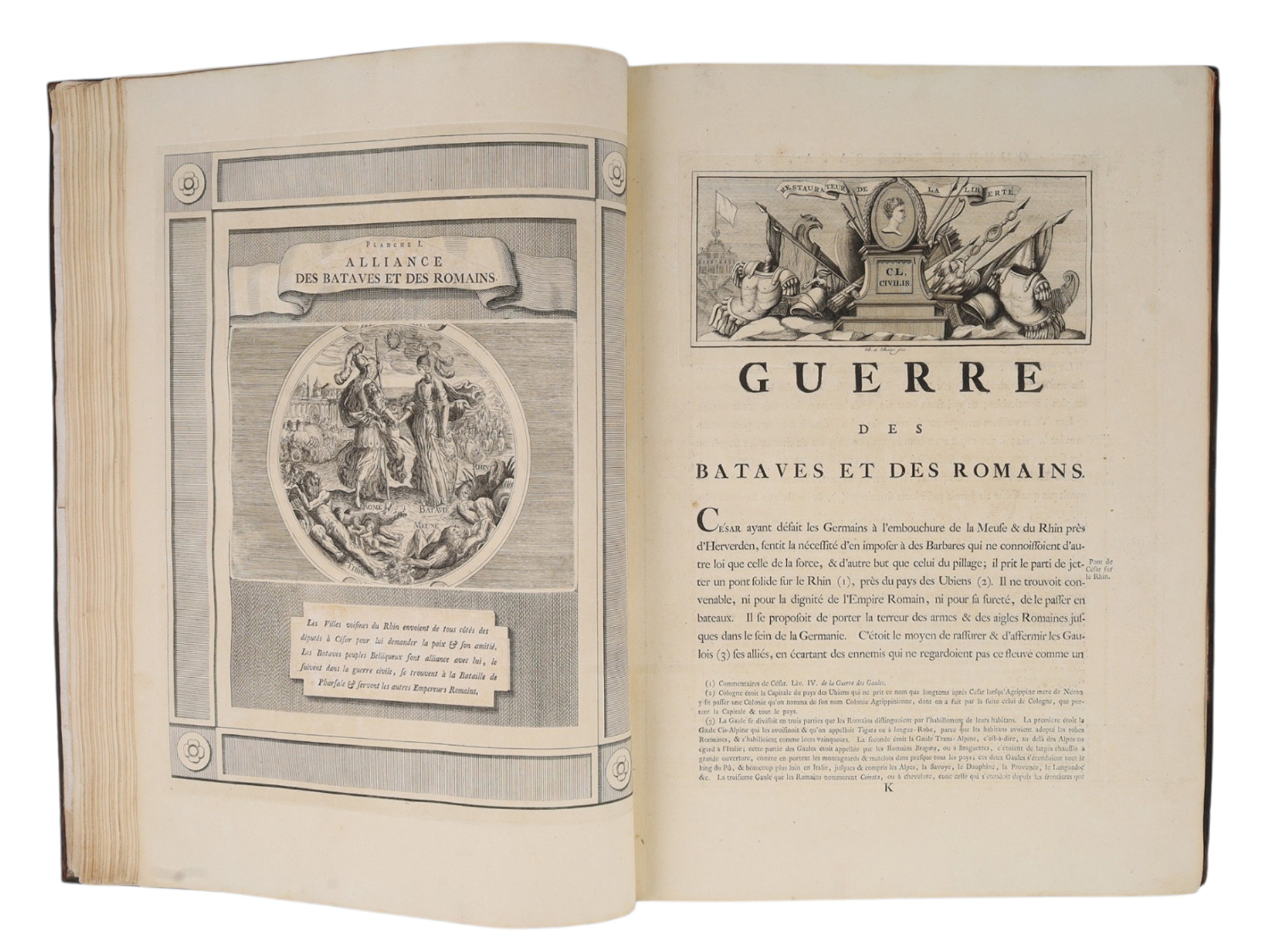 1770 SIGNED 1ST ED HISTOIRE DE LA GUERRE DES BATAVES ET DES ROMAINS, ILLUSTRATED