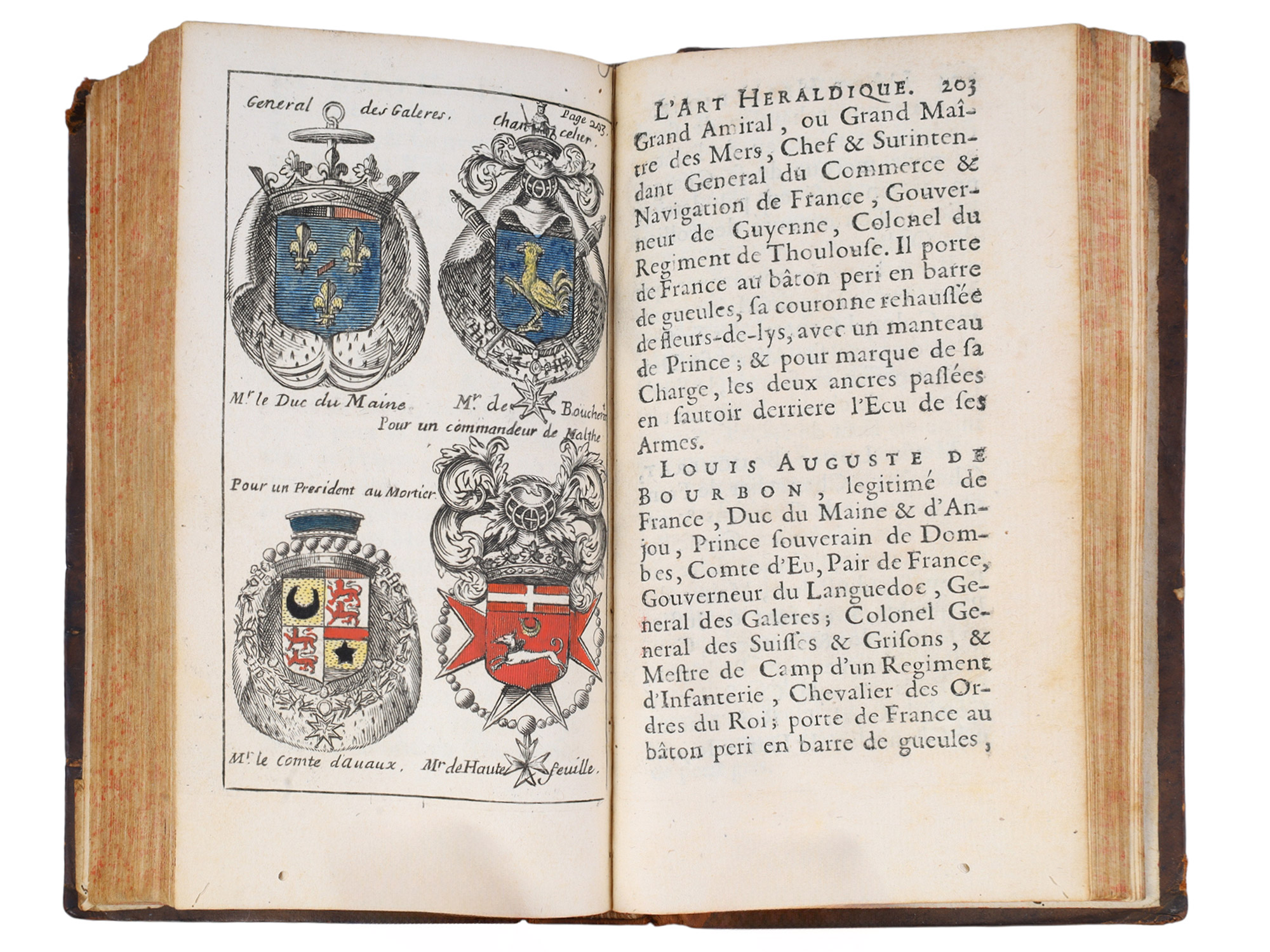 1695 L'ART HÉRALDIQUE, CONTENANT LA MANIÈRE D'APPRENDRE FACILEMENT LE BLASON, HAND-COLORED