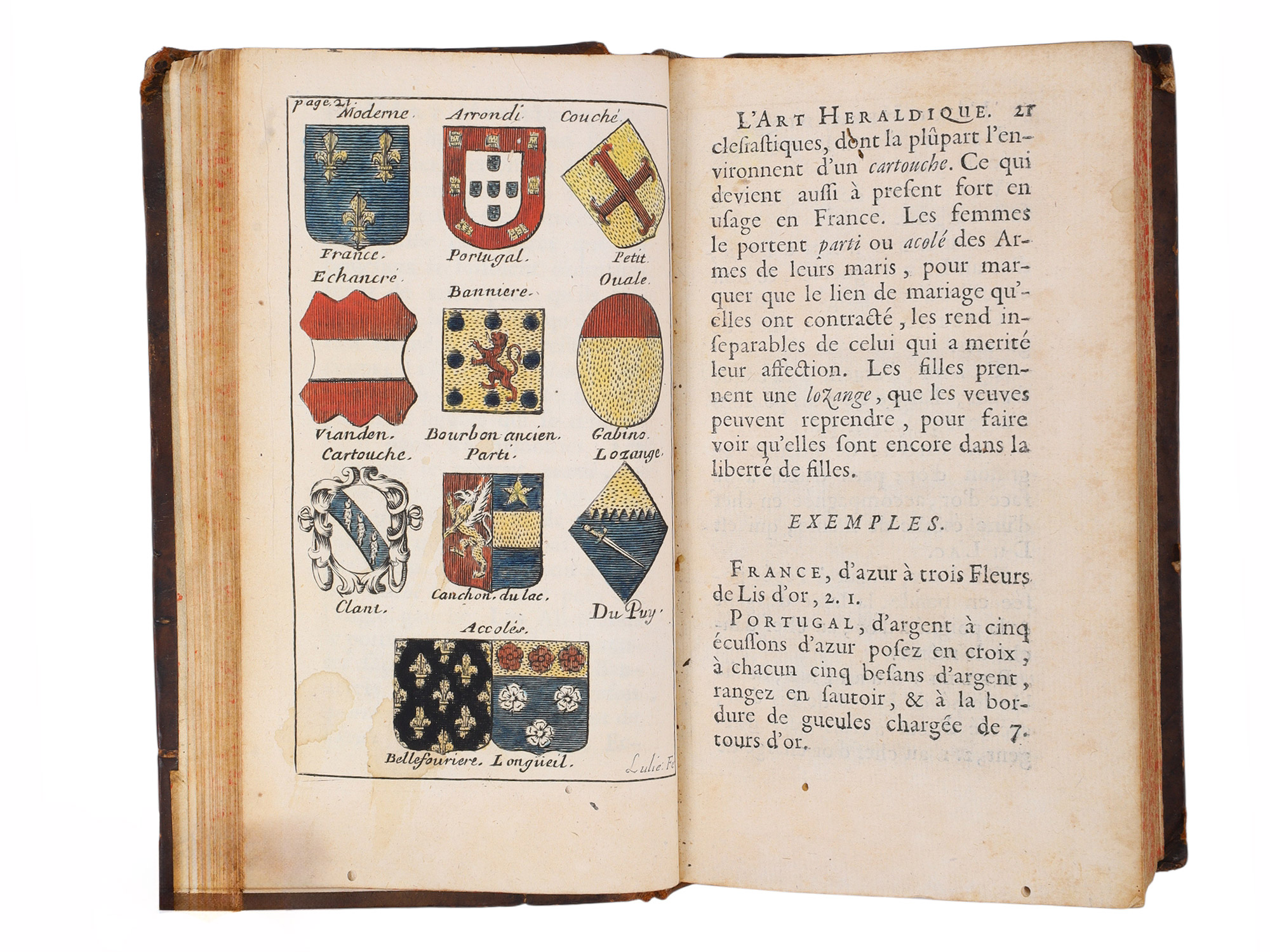 1695 L'ART HÉRALDIQUE, CONTENANT LA MANIÈRE D'APPRENDRE FACILEMENT LE BLASON, HAND-COLORED