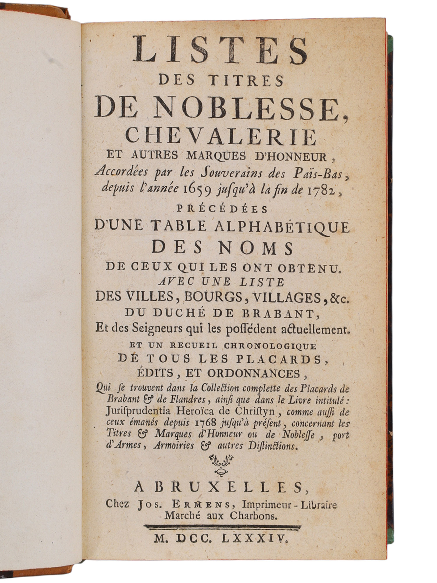 1774-1784 ÉTRENNES DE LA NOBLESSE; TRAITÉ DES DEVISES HÉRALDIQUES; LISTES DES TITRES DE NOBLESSE