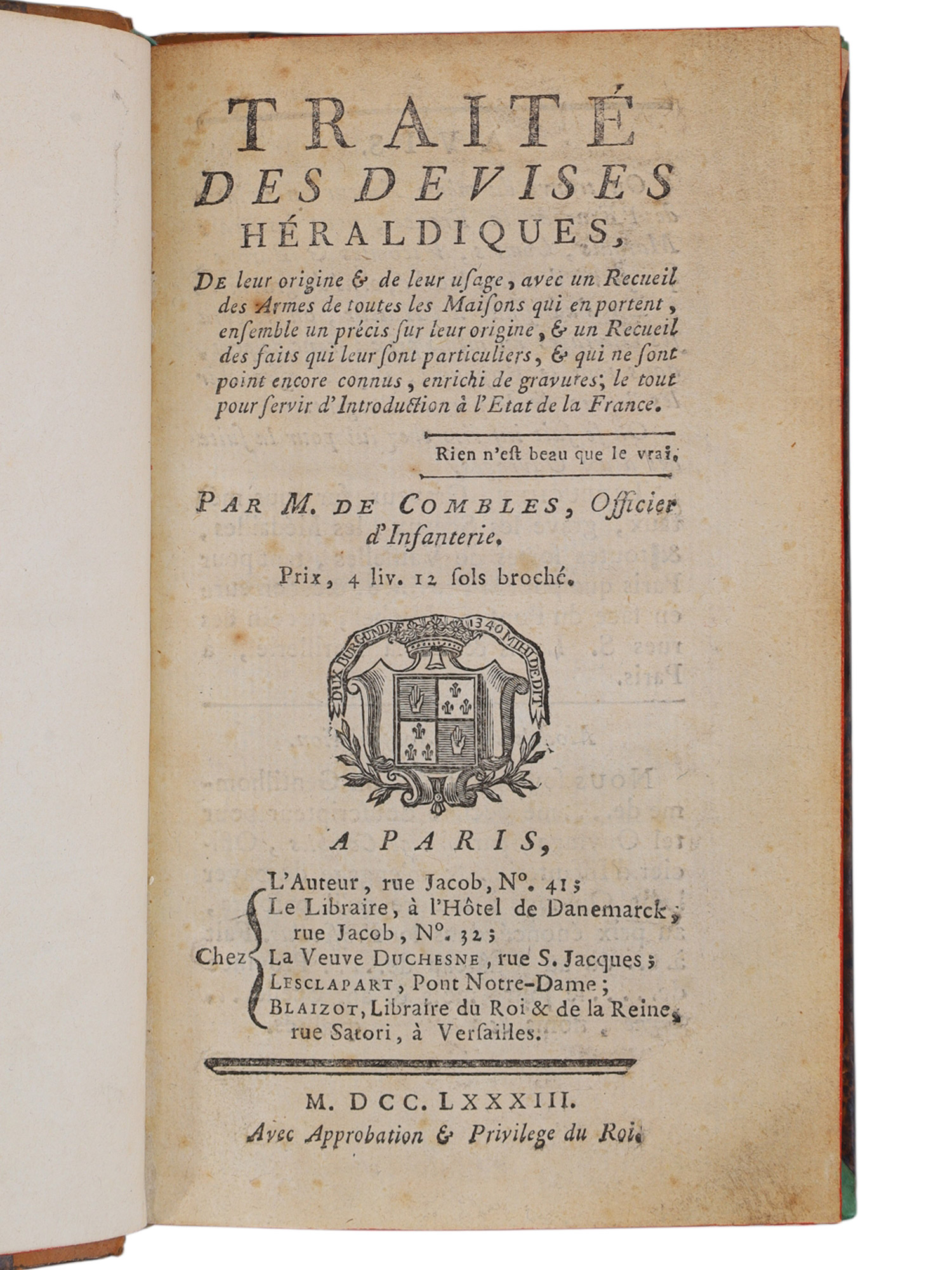 1774-1784 ÉTRENNES DE LA NOBLESSE; TRAITÉ DES DEVISES HÉRALDIQUES; LISTES DES TITRES DE NOBLESSE