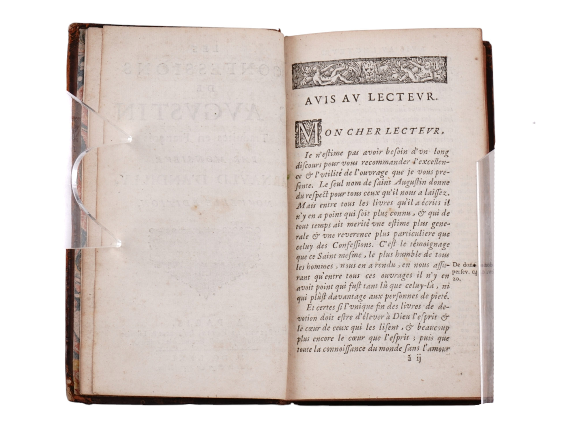 1671 CONFESSIONS OF ST. AUGUSTINE, ROBERT ARNAULD D'ANDILLY (1589-1674), FRENCH TRANSLATION