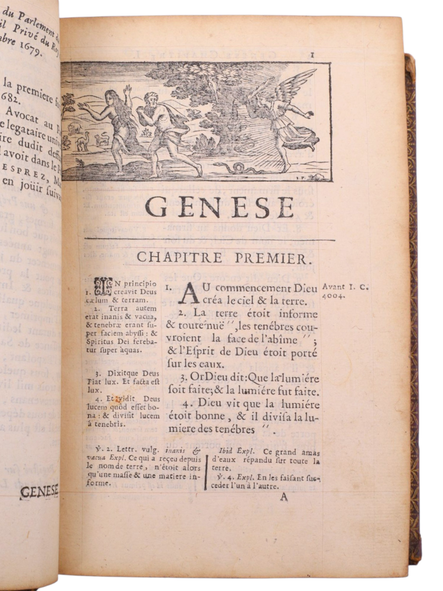 1686 BOOK OF GENESIS, FRENCH TRANSLATION, LOUIS-ISAAC LEMAISTRE DE SACY, BIBLICAL COMMENTARY